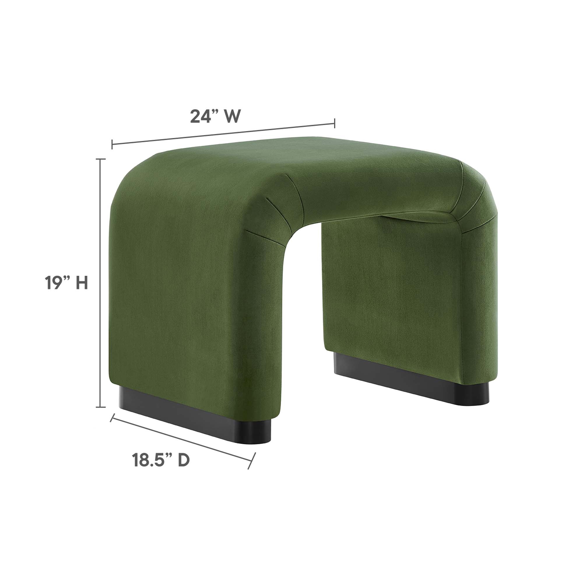 Koda Performance Velvet Waterfall Stool, Black Moss Green