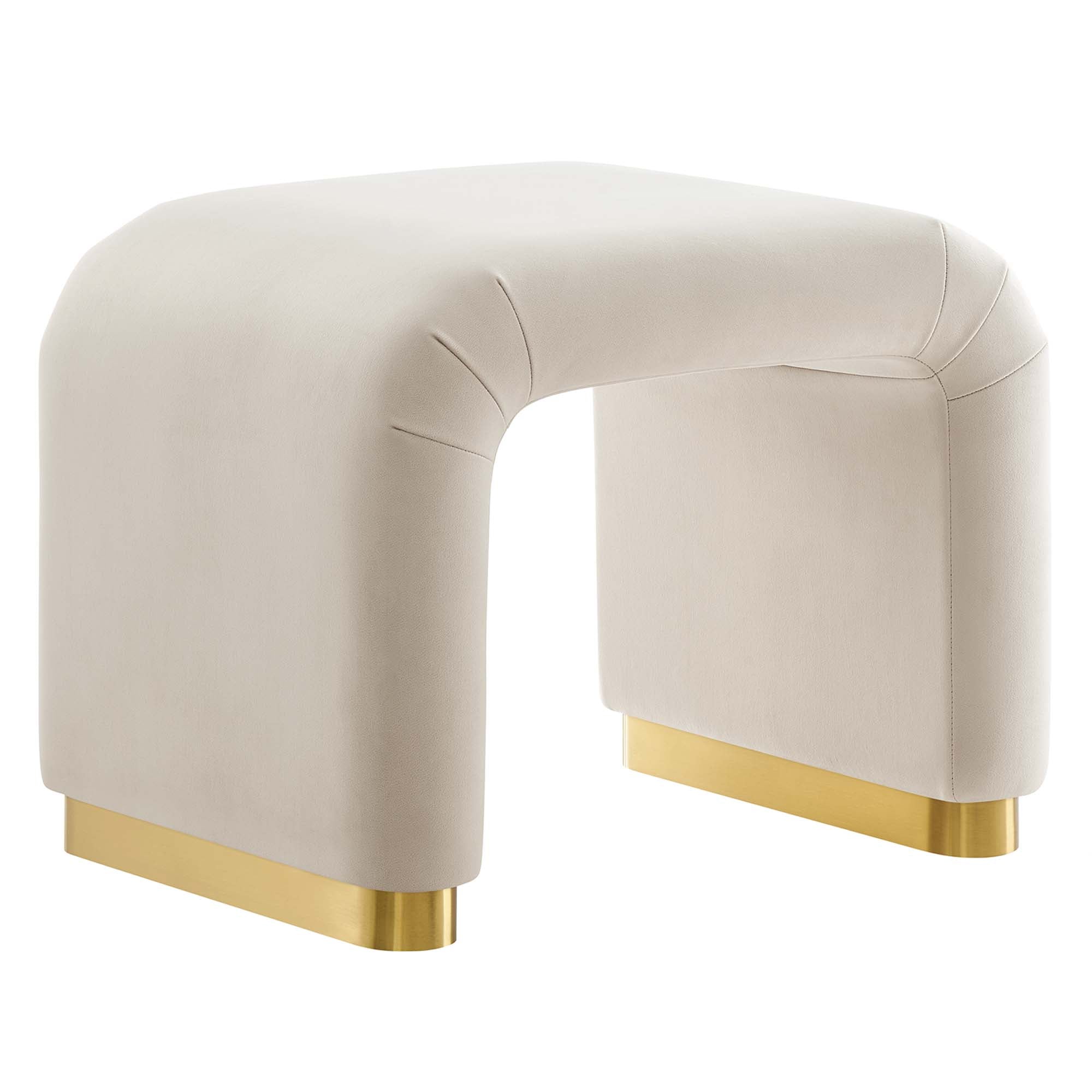 Koda Performance Velvet Waterfall Stool, Brass Almond