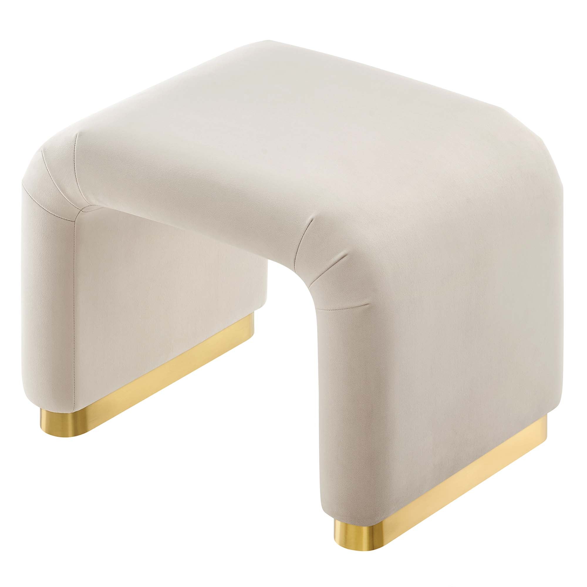 Koda Performance Velvet Waterfall Stool, Brass Almond