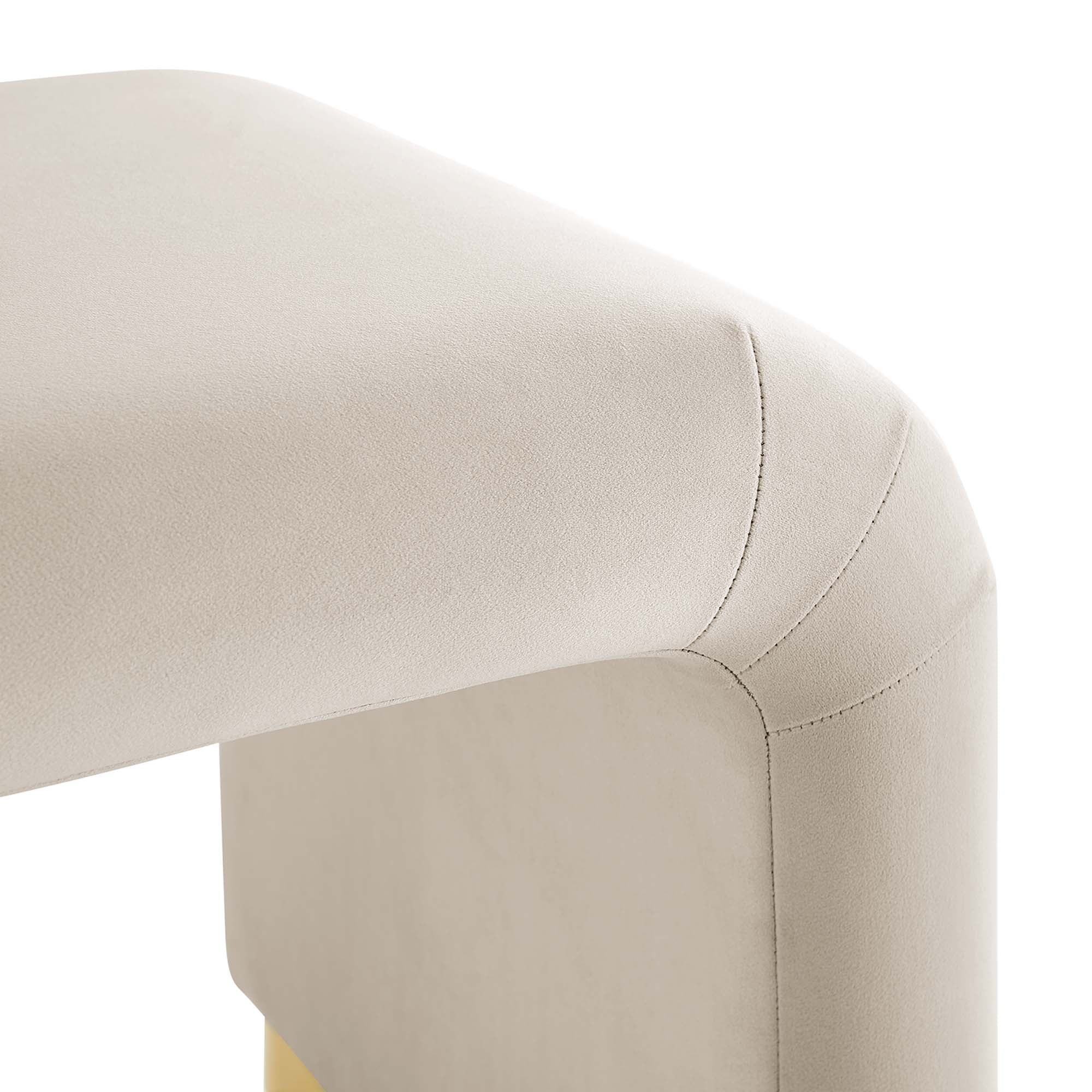 Koda Performance Velvet Waterfall Stool, Brass Almond