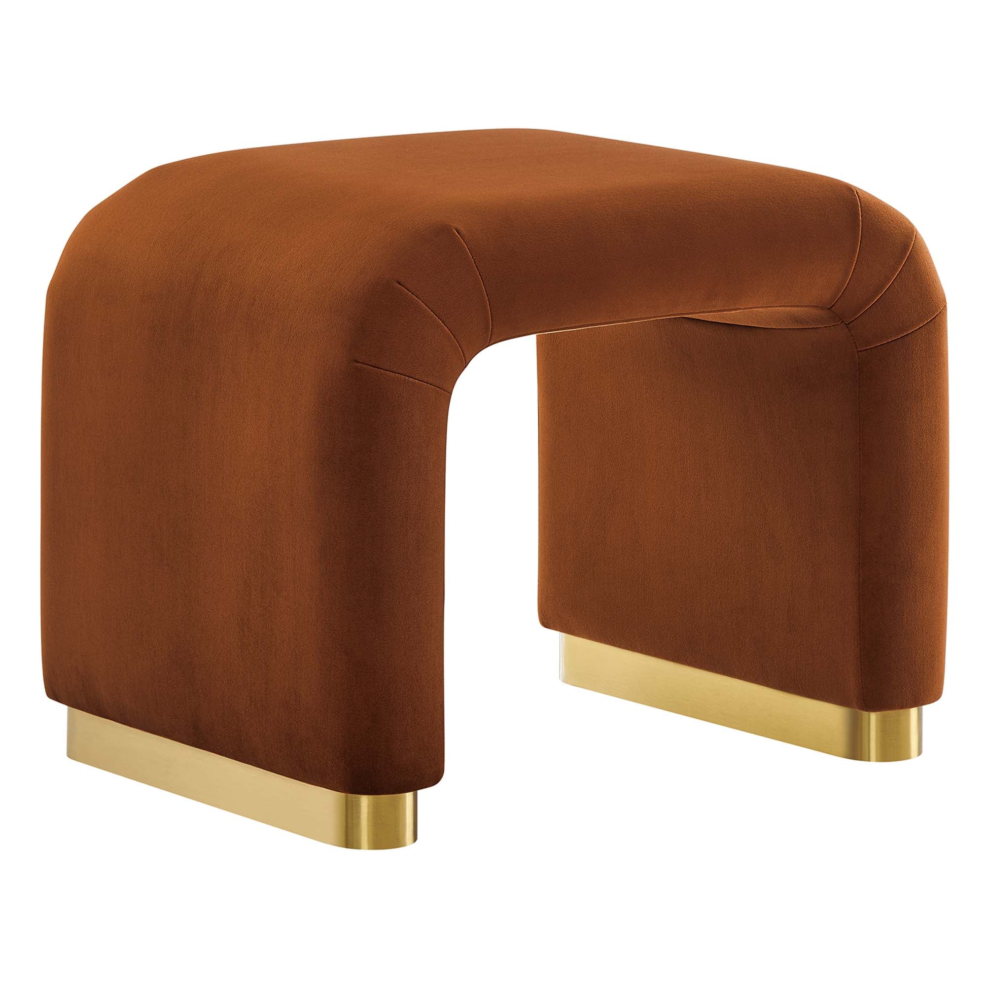 Koda Performance Velvet Waterfall Stool, Brass Rust
