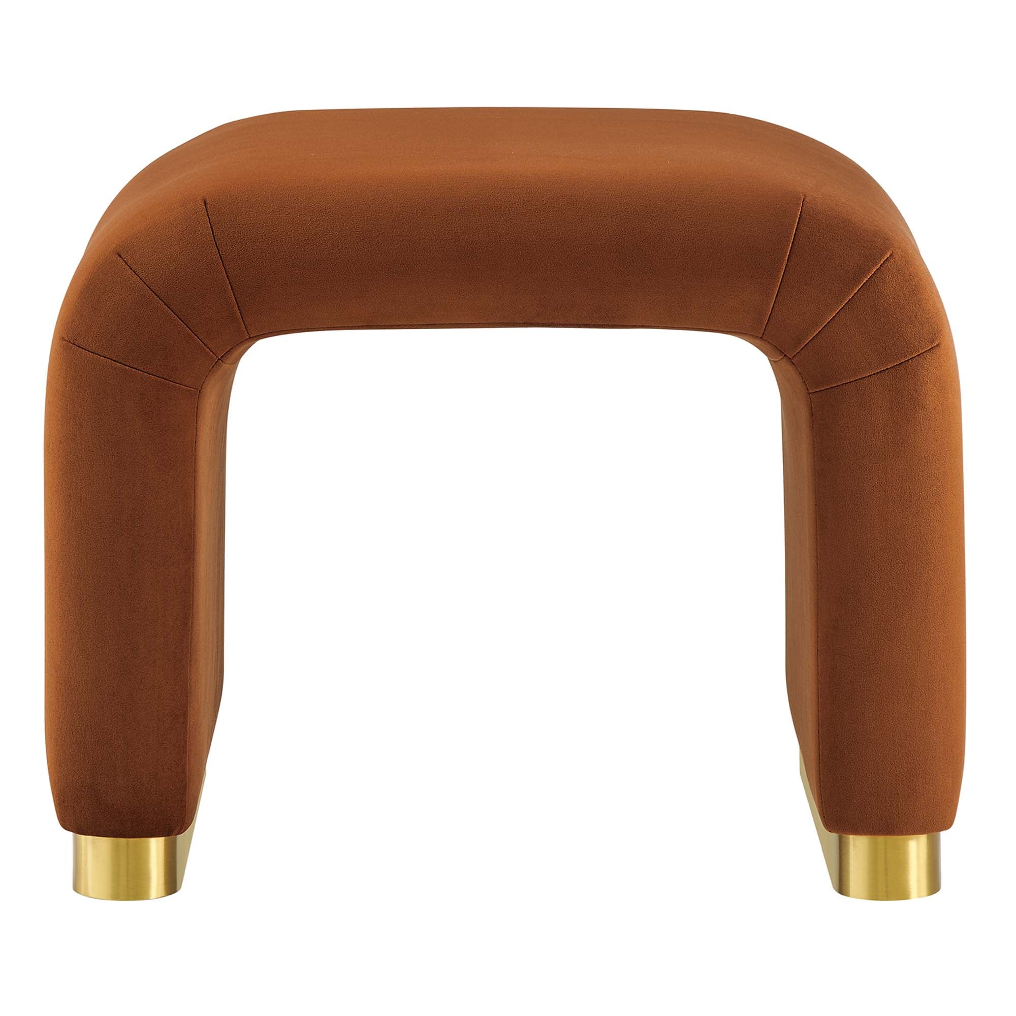 Koda Performance Velvet Waterfall Stool, Brass Rust