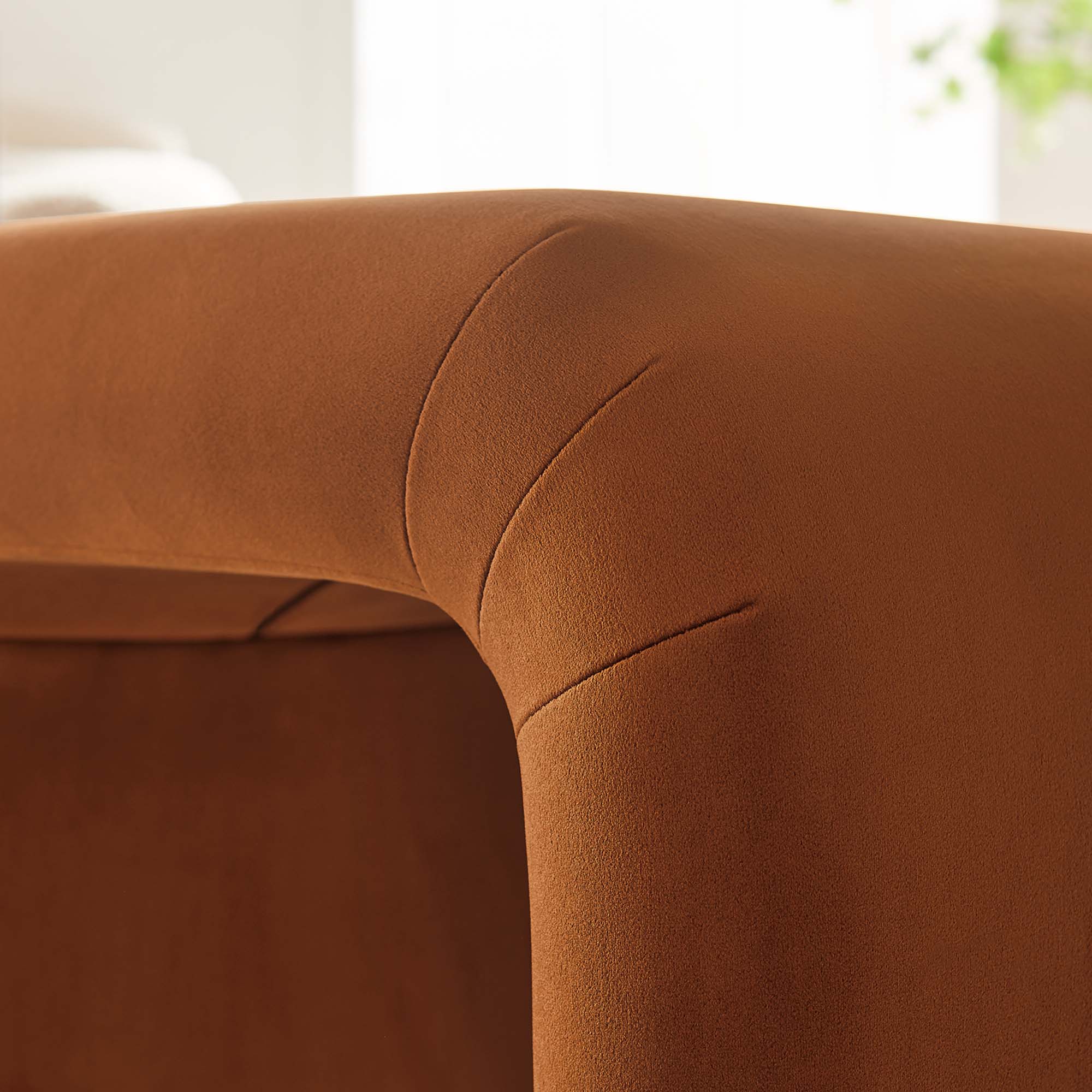 Koda Performance Velvet Waterfall Stool, Brass Rust