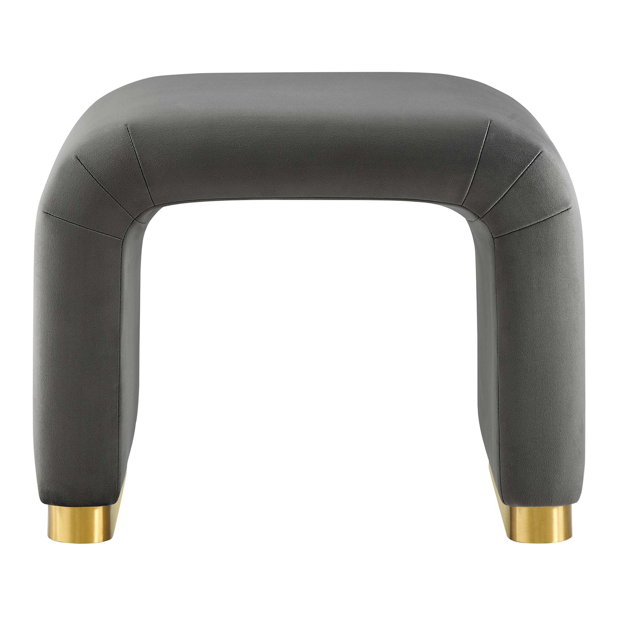 Koda Performance Velvet Waterfall Stool, Brass Storm Gray