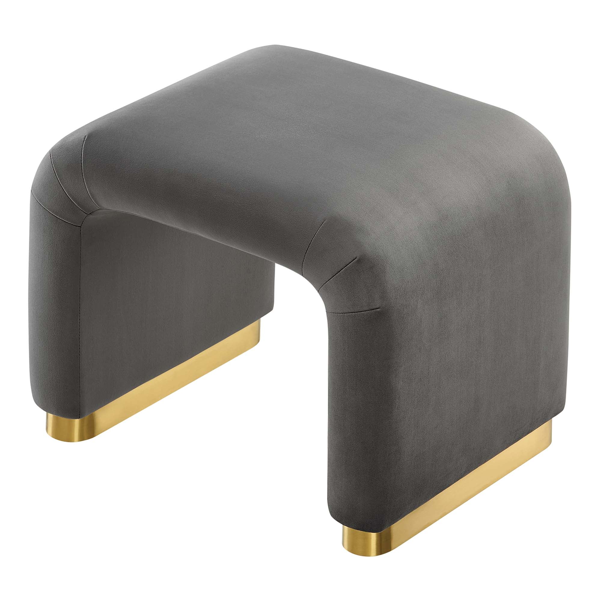Koda Performance Velvet Waterfall Stool, Brass Storm Gray