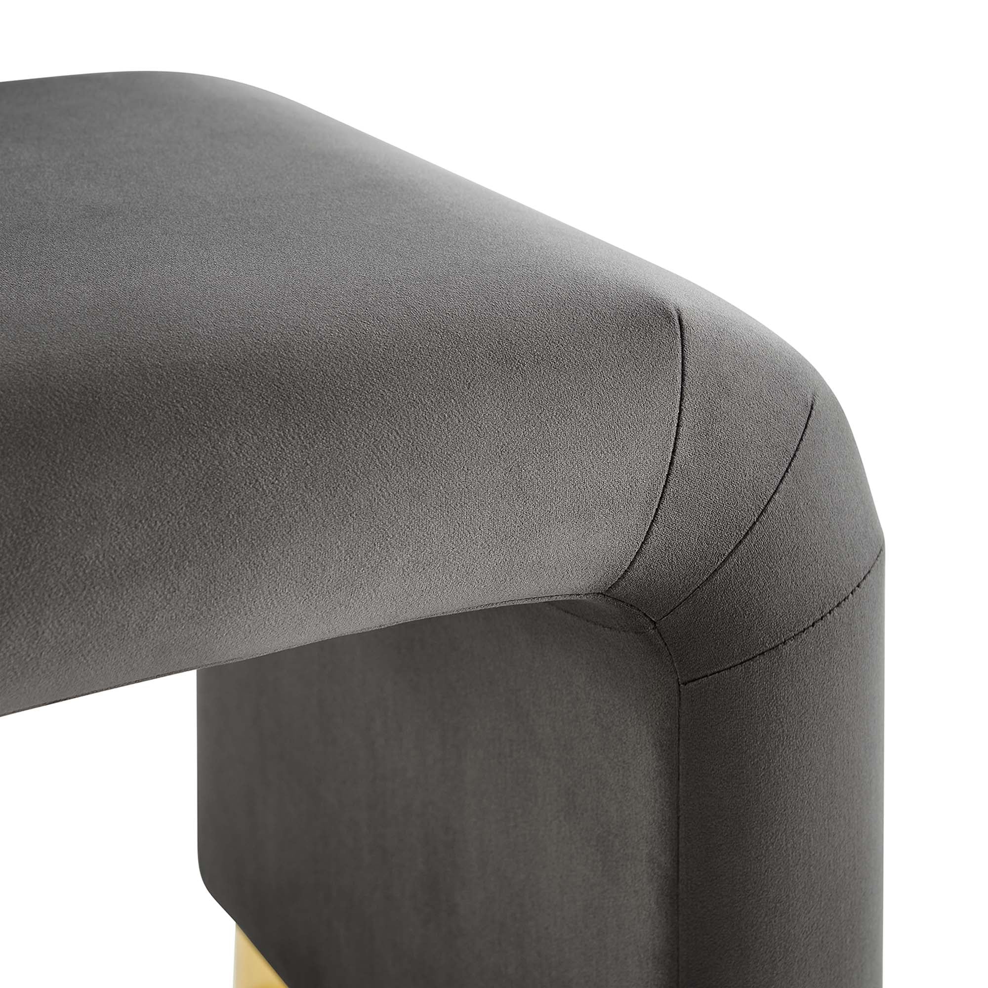 Koda Performance Velvet Waterfall Stool, Brass Storm Gray