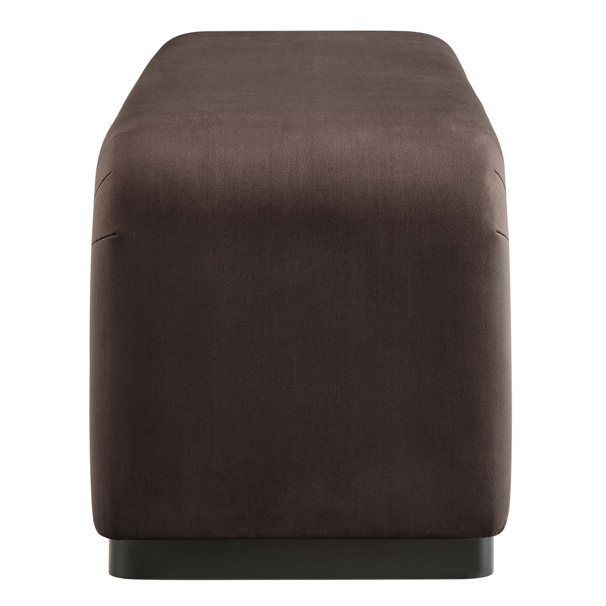 Koda Performance Velvet Waterfall Long Bench, Black Chocolate Brown