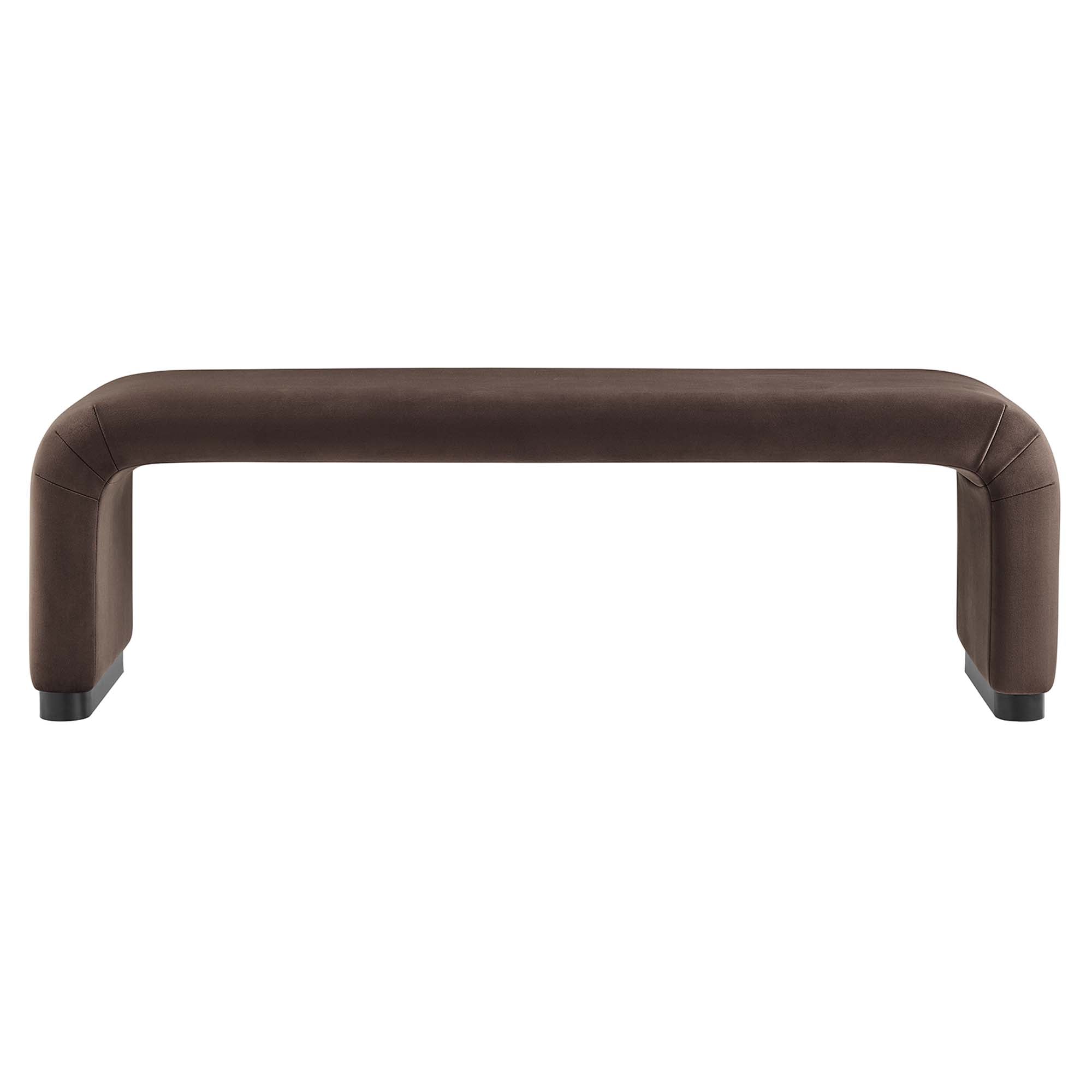 Koda Performance Velvet Waterfall Long Bench, Black Chocolate Brown