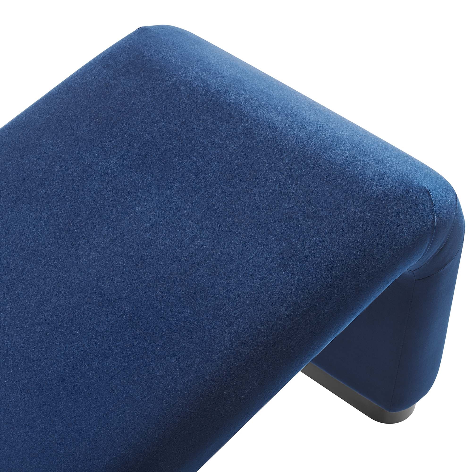 Koda Performance Velvet Waterfall Long Bench, Black Midnight Blue