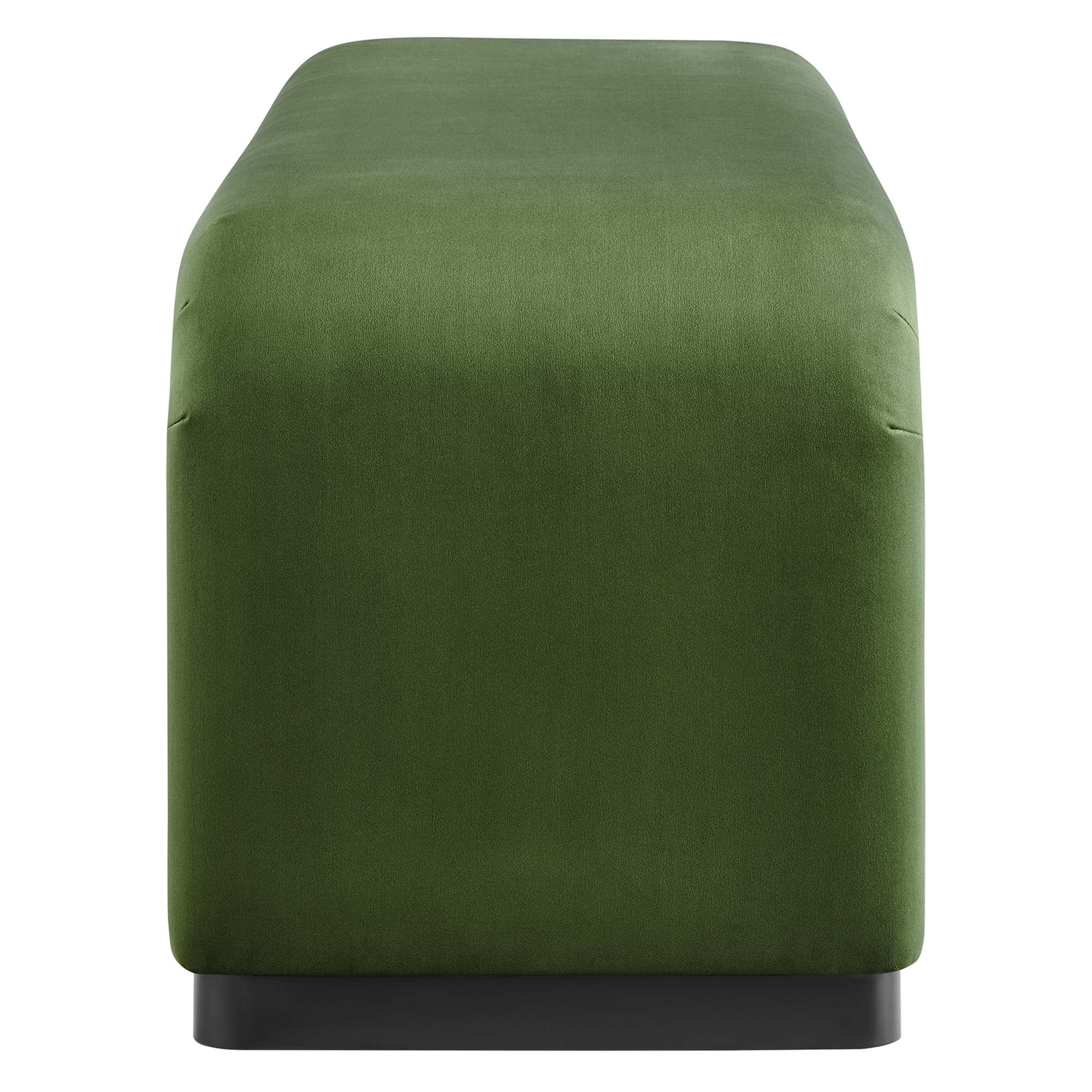 Koda Performance Velvet Waterfall Long Bench, Black Moss Green