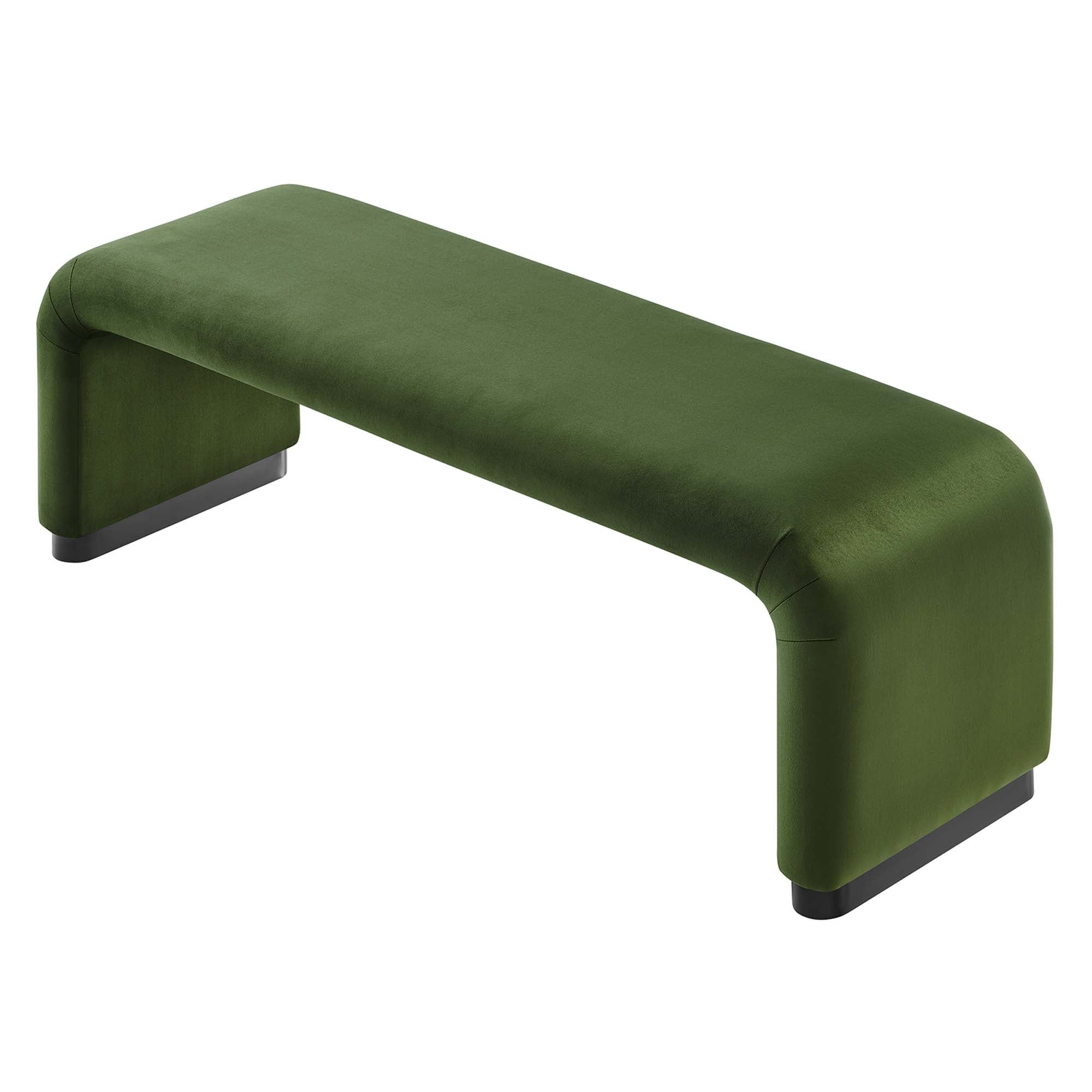 Koda Performance Velvet Waterfall Long Bench, Black Moss Green