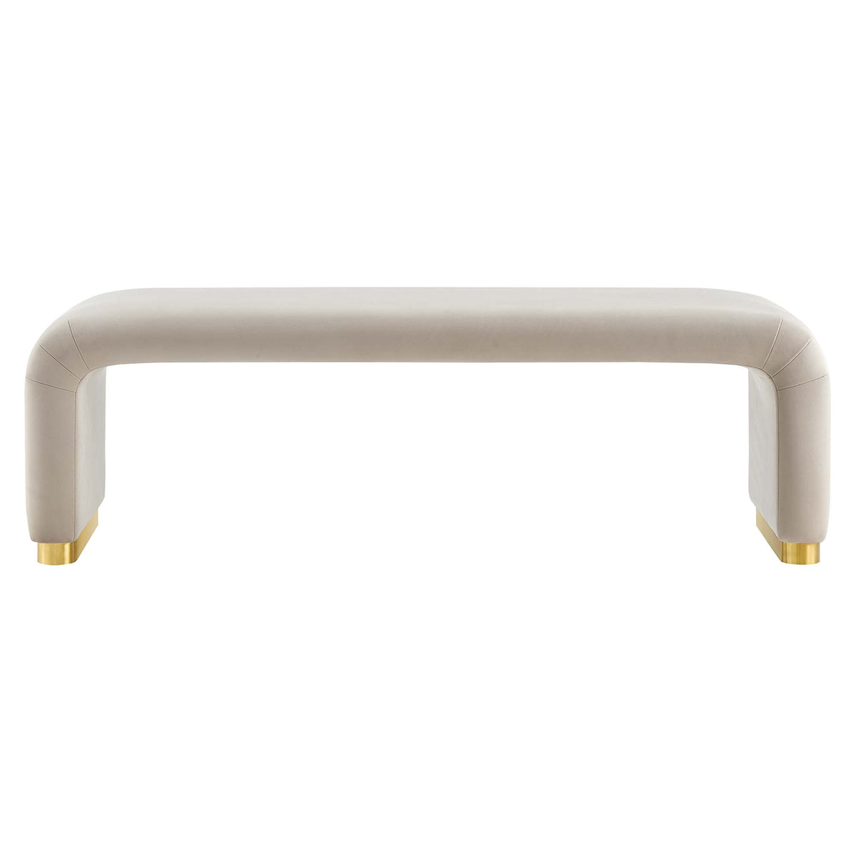 Koda Performance Velvet Waterfall Long Bench, Brass Almond