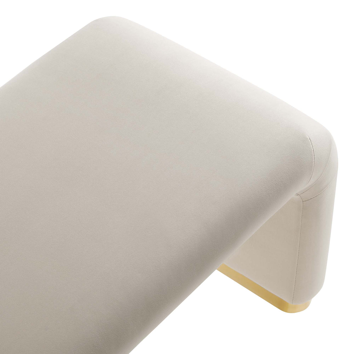 Koda Performance Velvet Waterfall Long Bench, Brass Almond