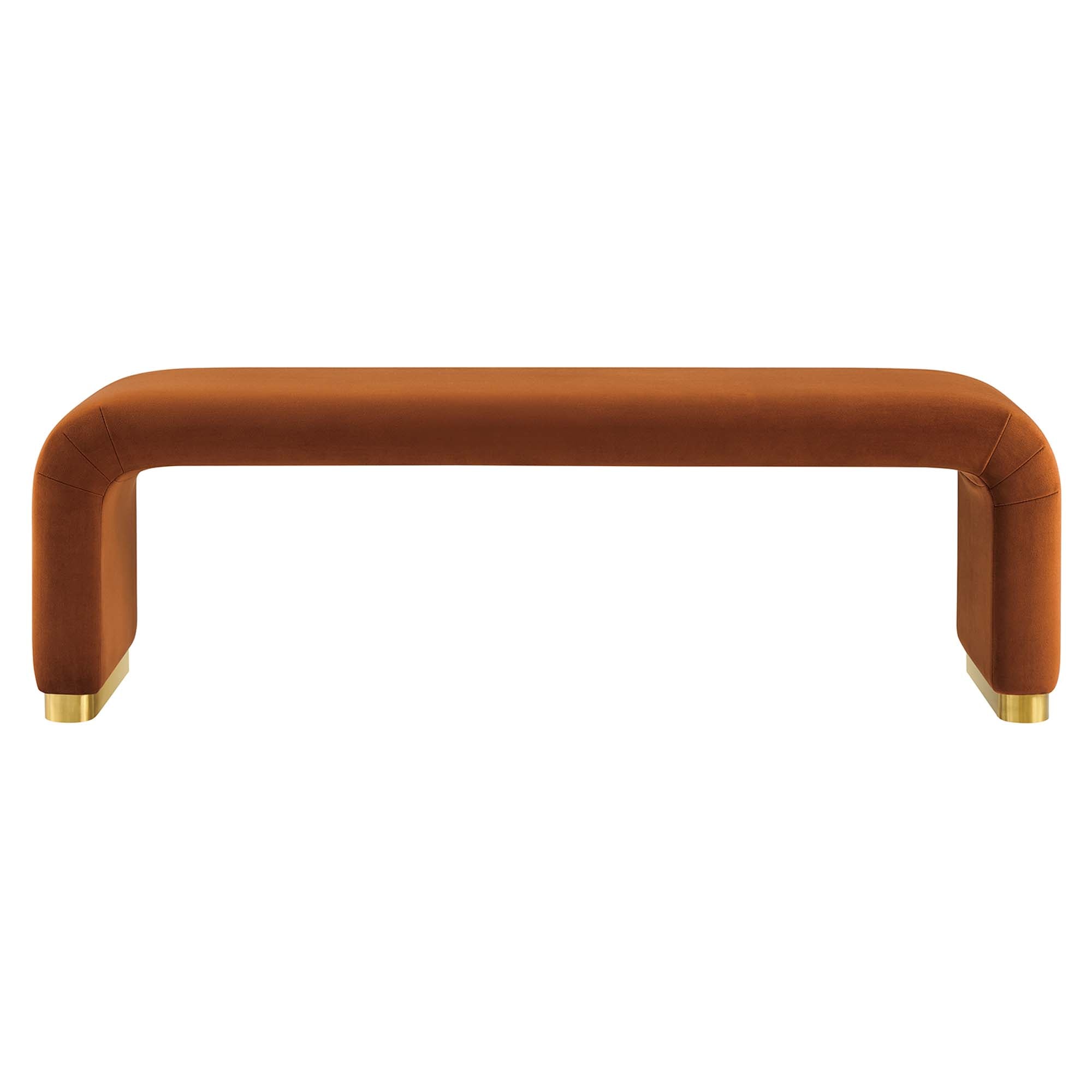 Koda Performance Velvet Waterfall Long Bench, Brass Rust