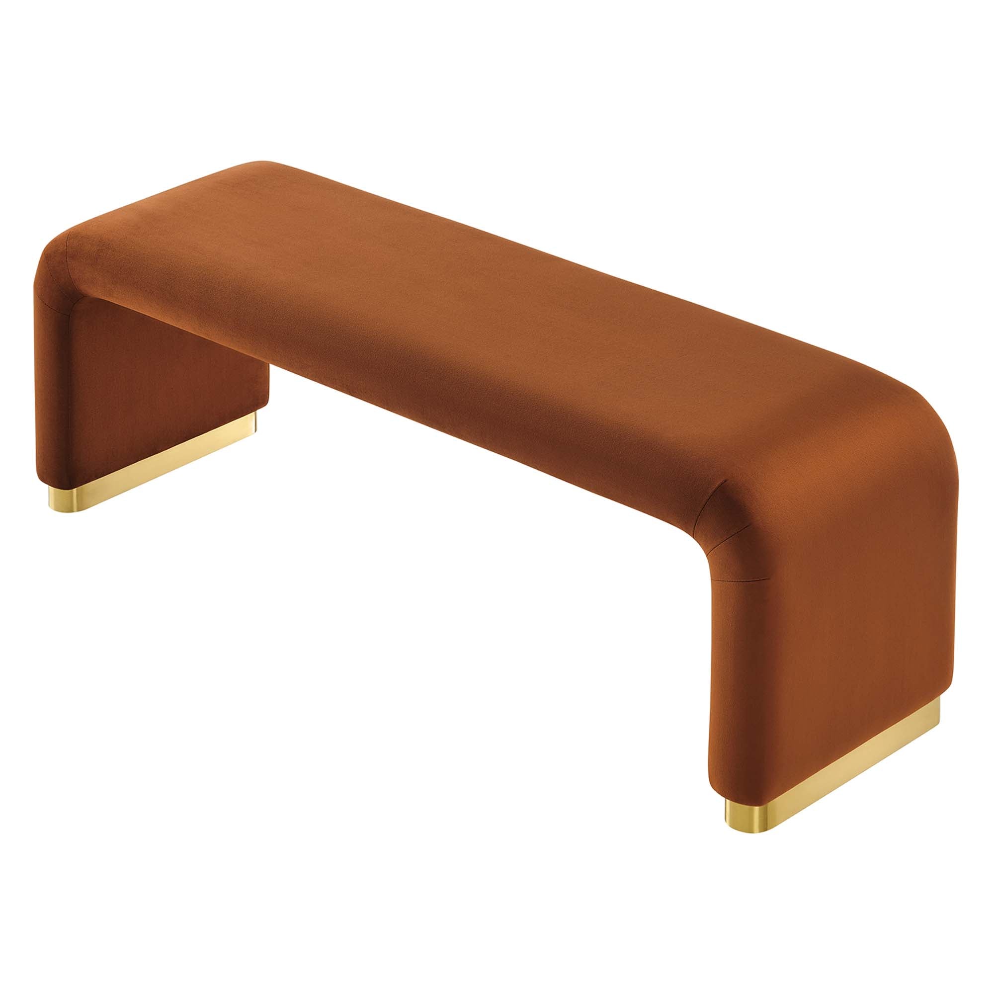 Koda Performance Velvet Waterfall Long Bench, Brass Rust