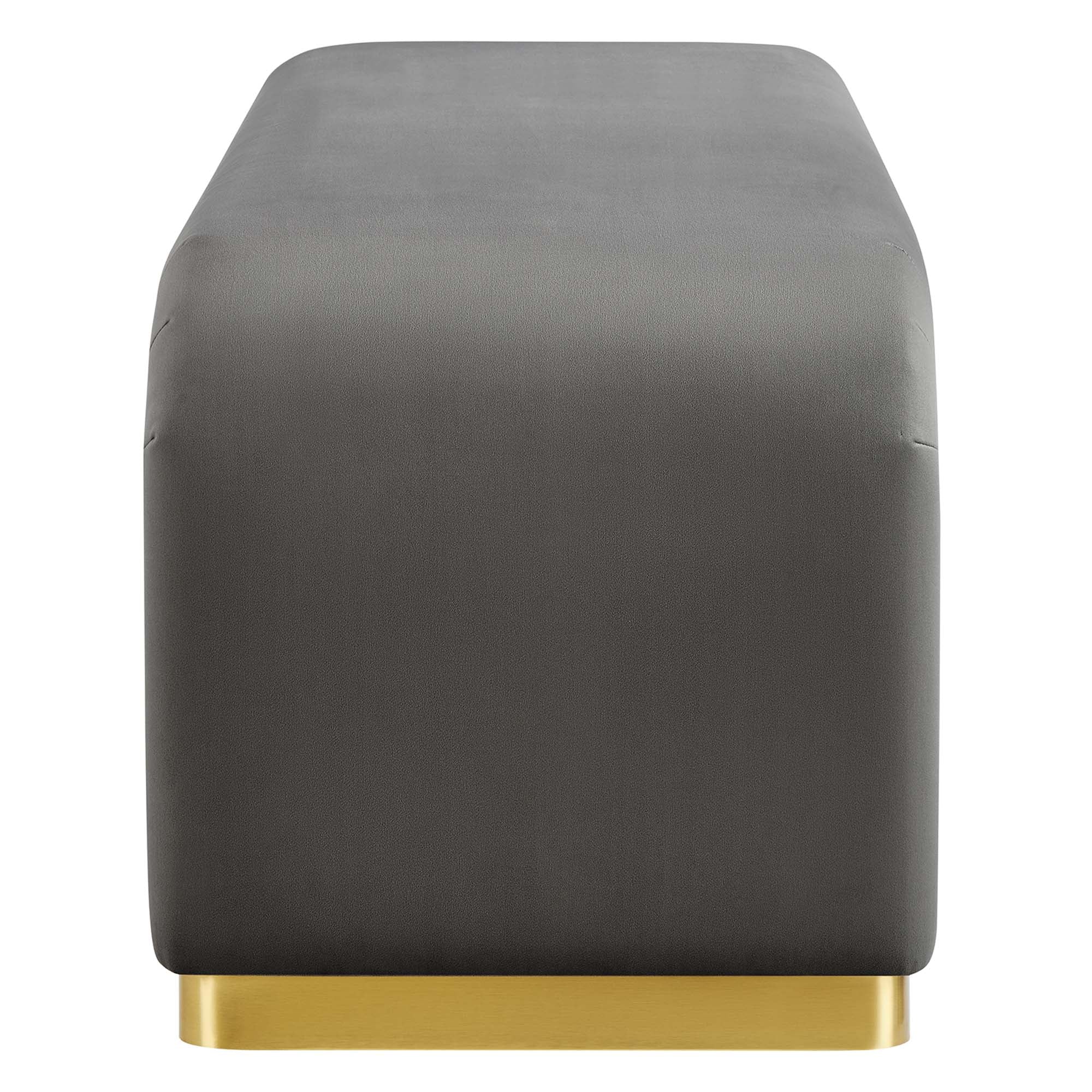 Koda Performance Velvet Waterfall Long Bench, Brass Storm Gray
