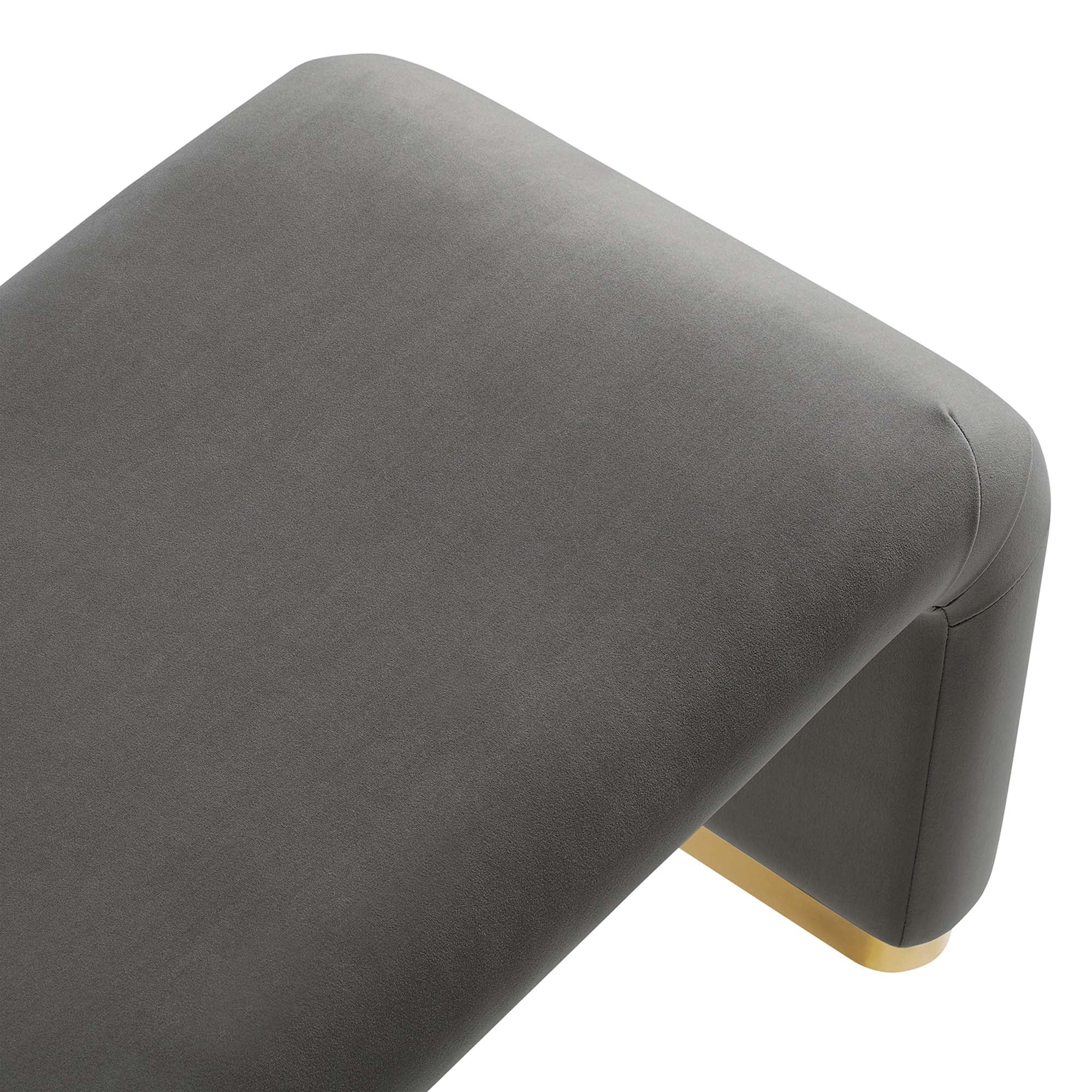 Koda Performance Velvet Waterfall Long Bench, Brass Storm Gray