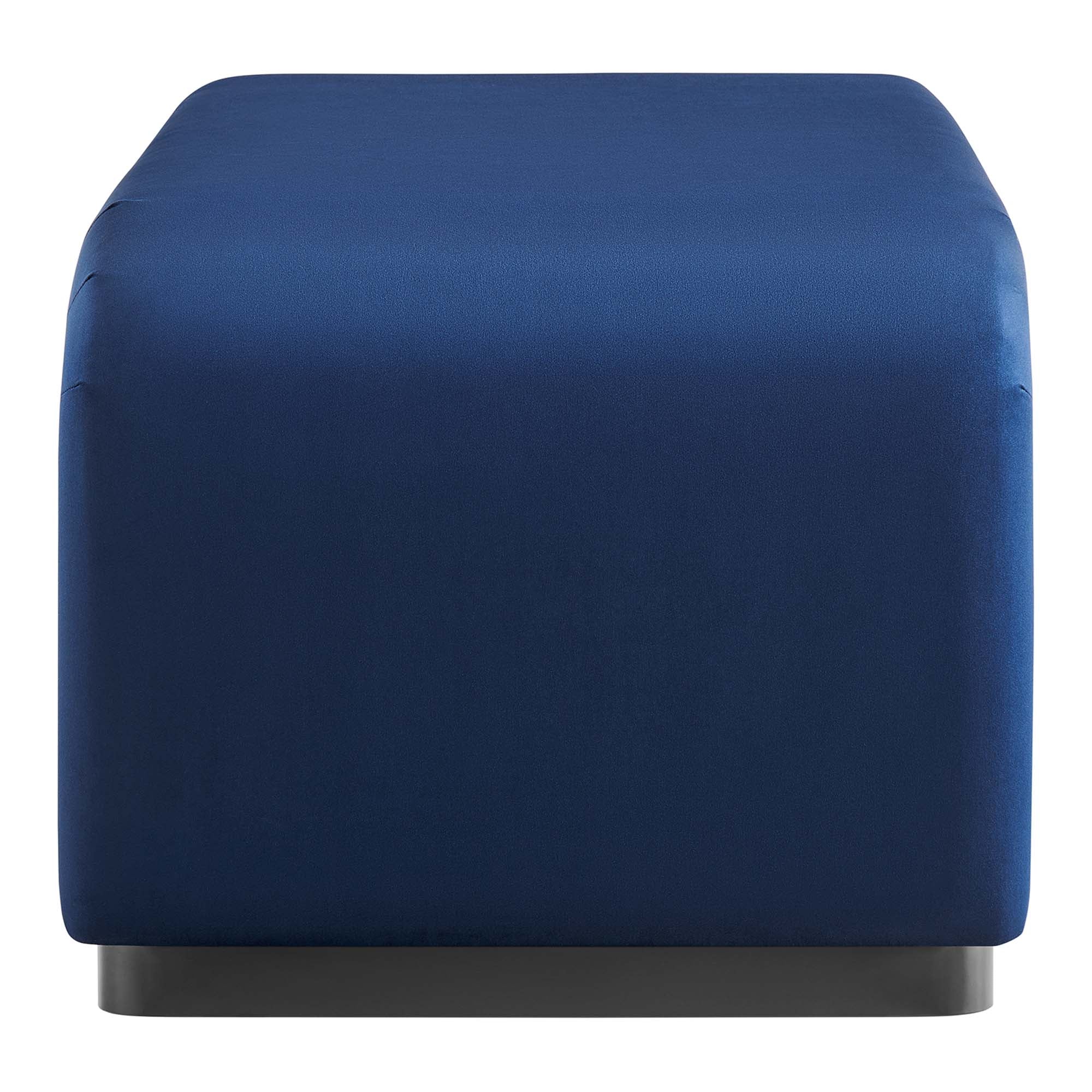 Koda Performance Velvet Waterfall Ottoman, Black Midnight Blue