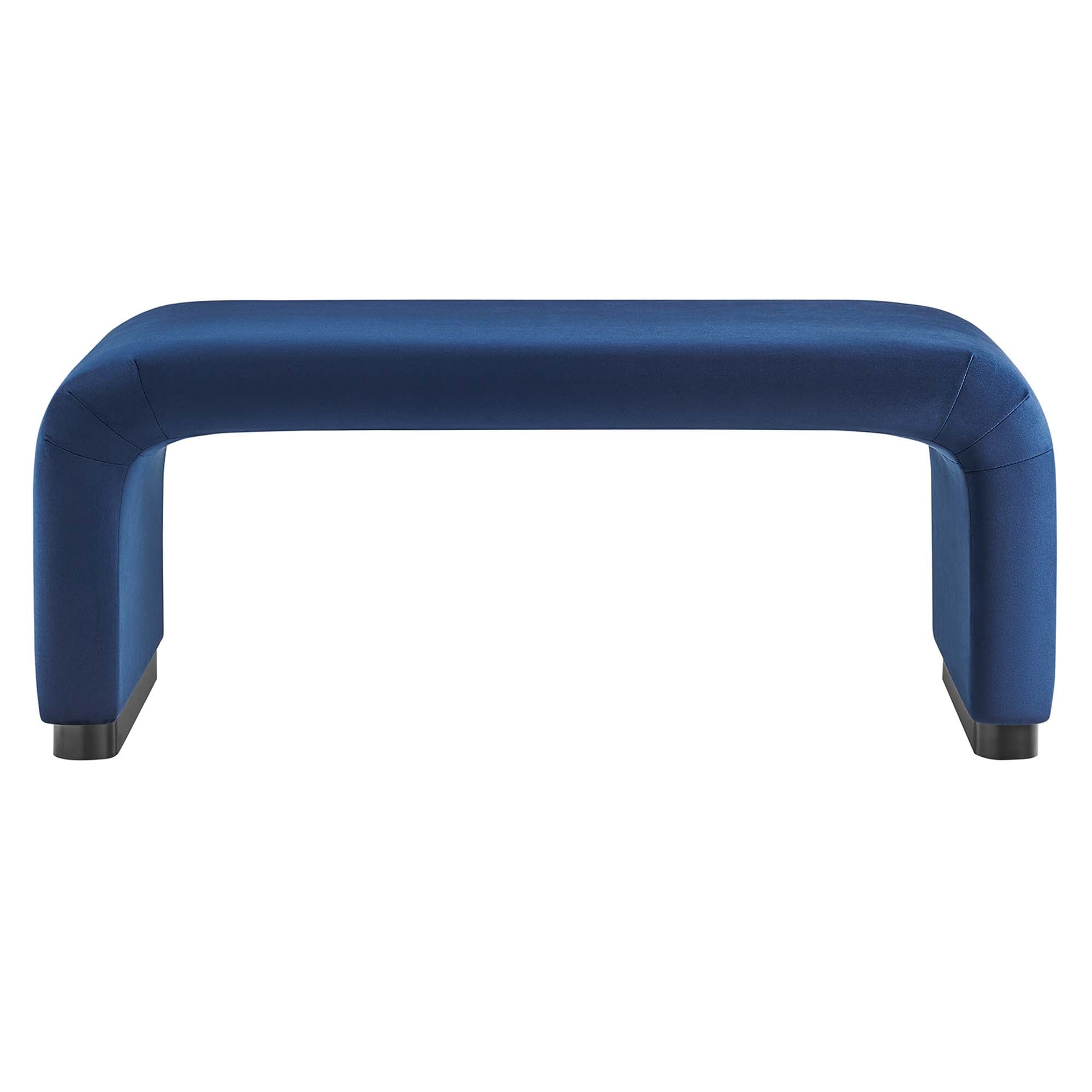 Koda Performance Velvet Waterfall Ottoman, Black Midnight Blue