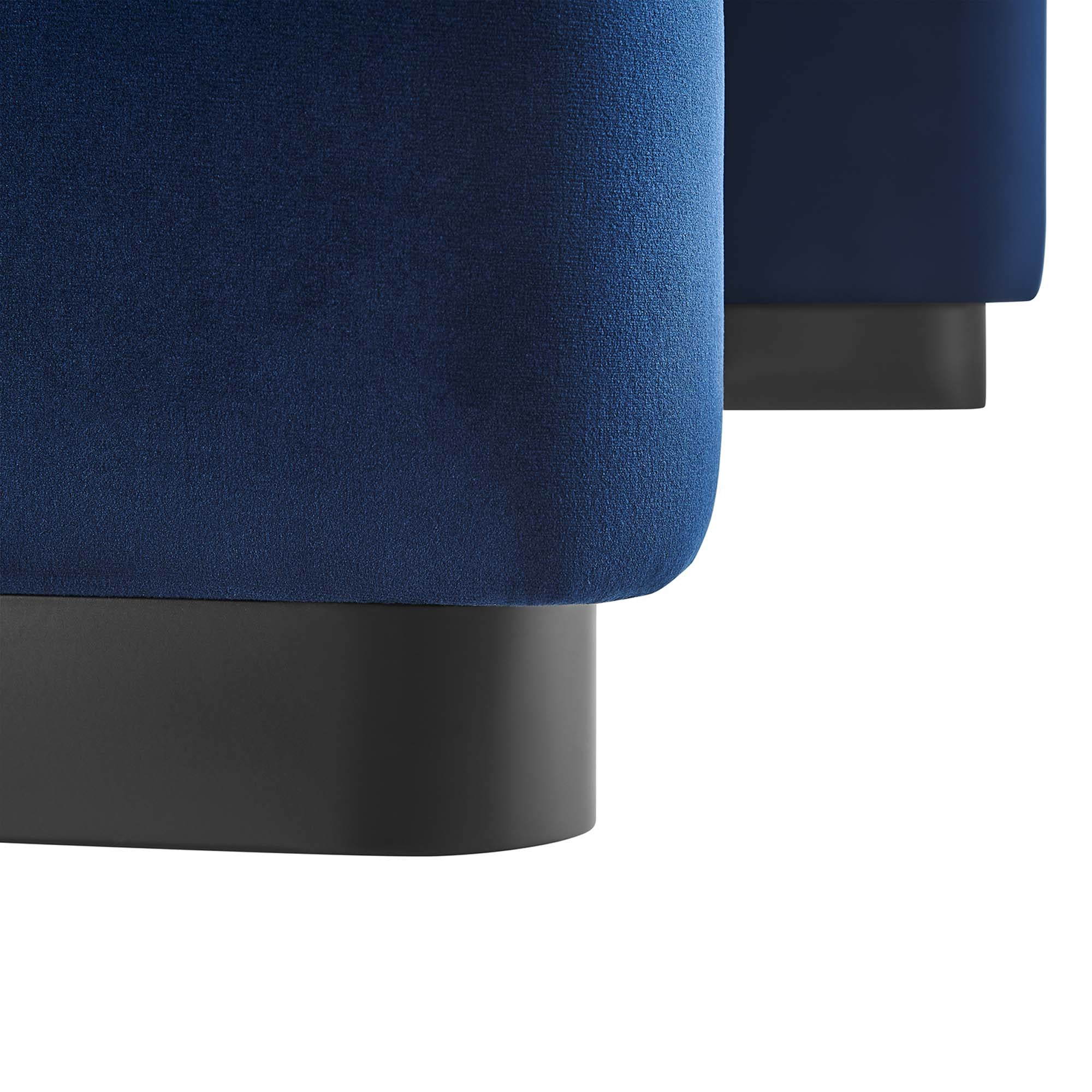 Koda Performance Velvet Waterfall Ottoman, Black Midnight Blue