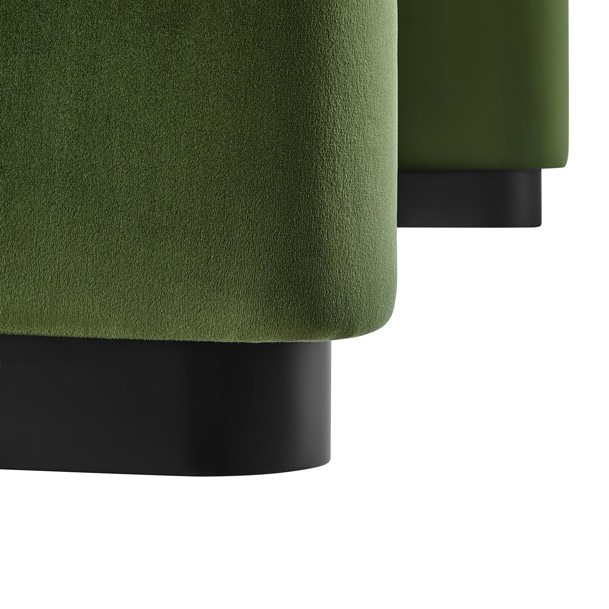 Koda Performance Velvet Waterfall Ottoman, Black Moss Green