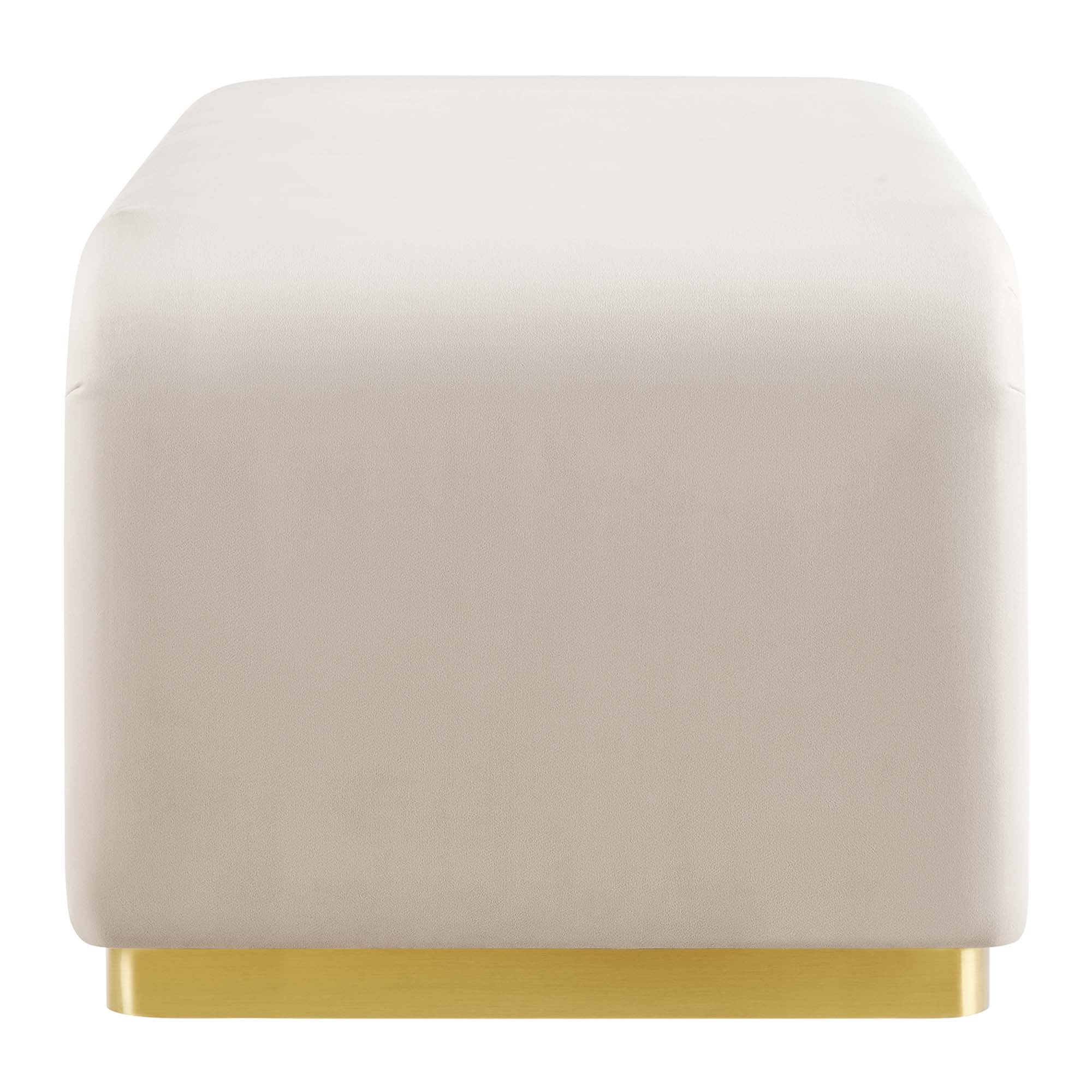 Koda Performance Velvet Waterfall Ottoman, Brass Almond