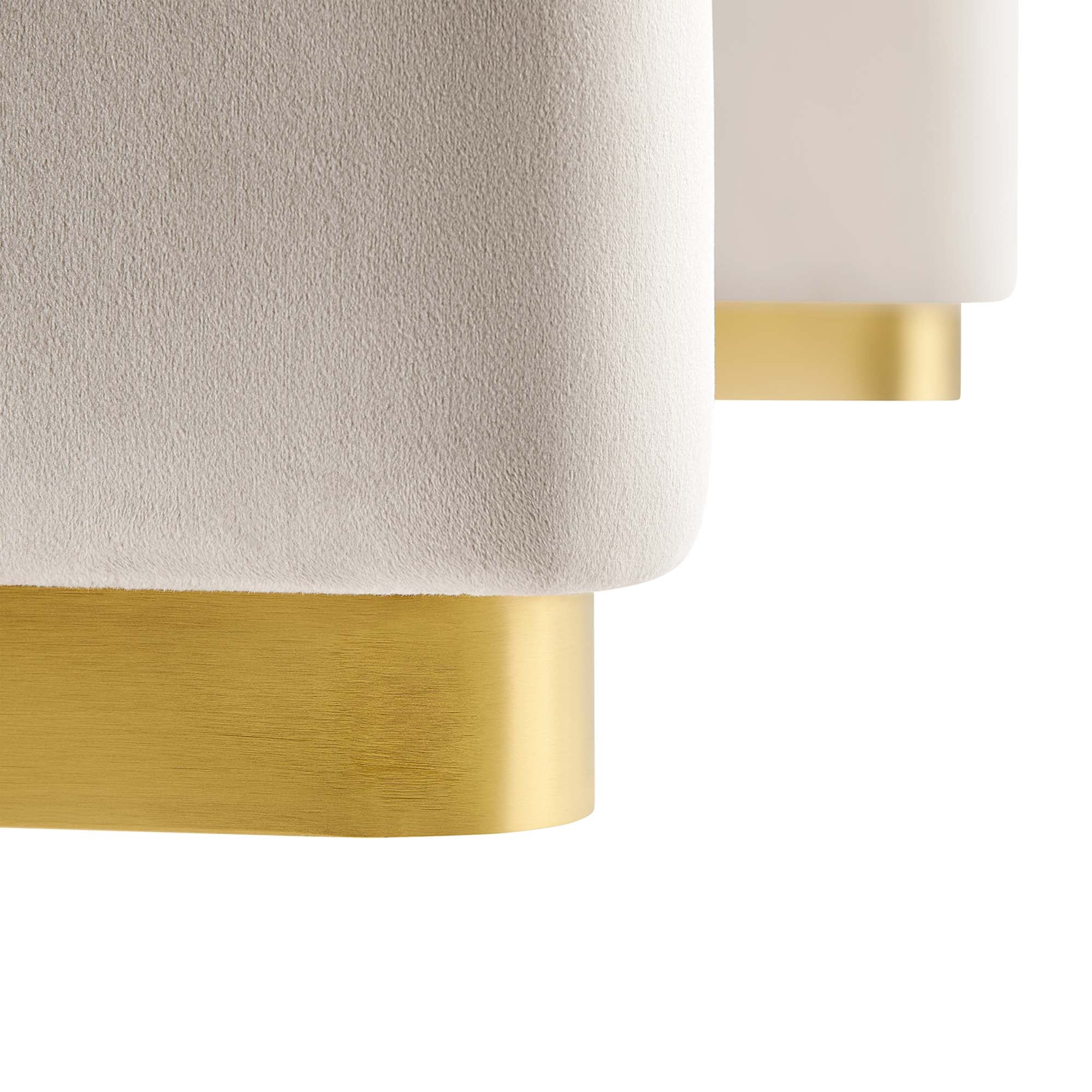 Koda Performance Velvet Waterfall Ottoman, Brass Almond