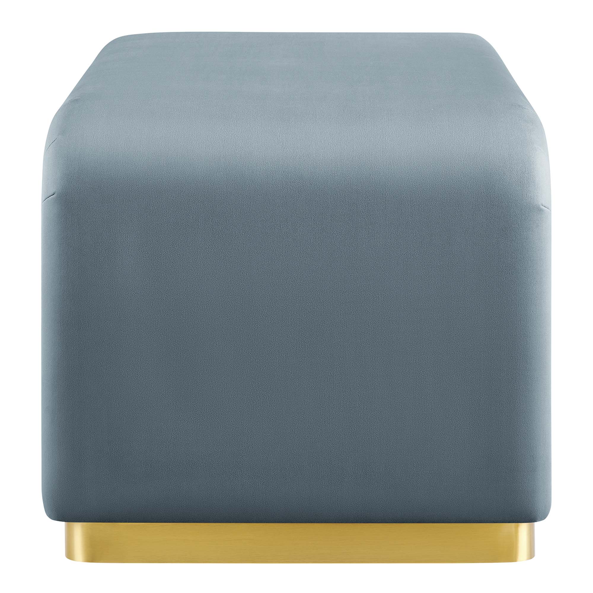 Koda Performance Velvet Waterfall Ottoman, Brass Cadet Blue