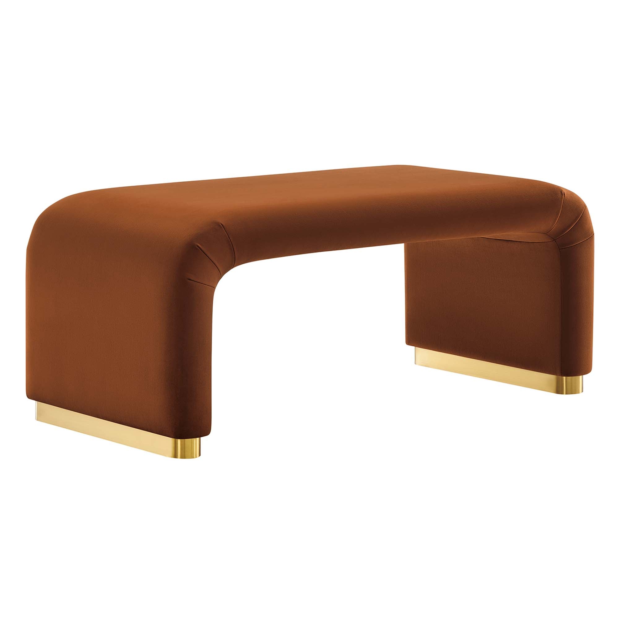 Koda Performance Velvet Waterfall Ottoman, Brass Rust