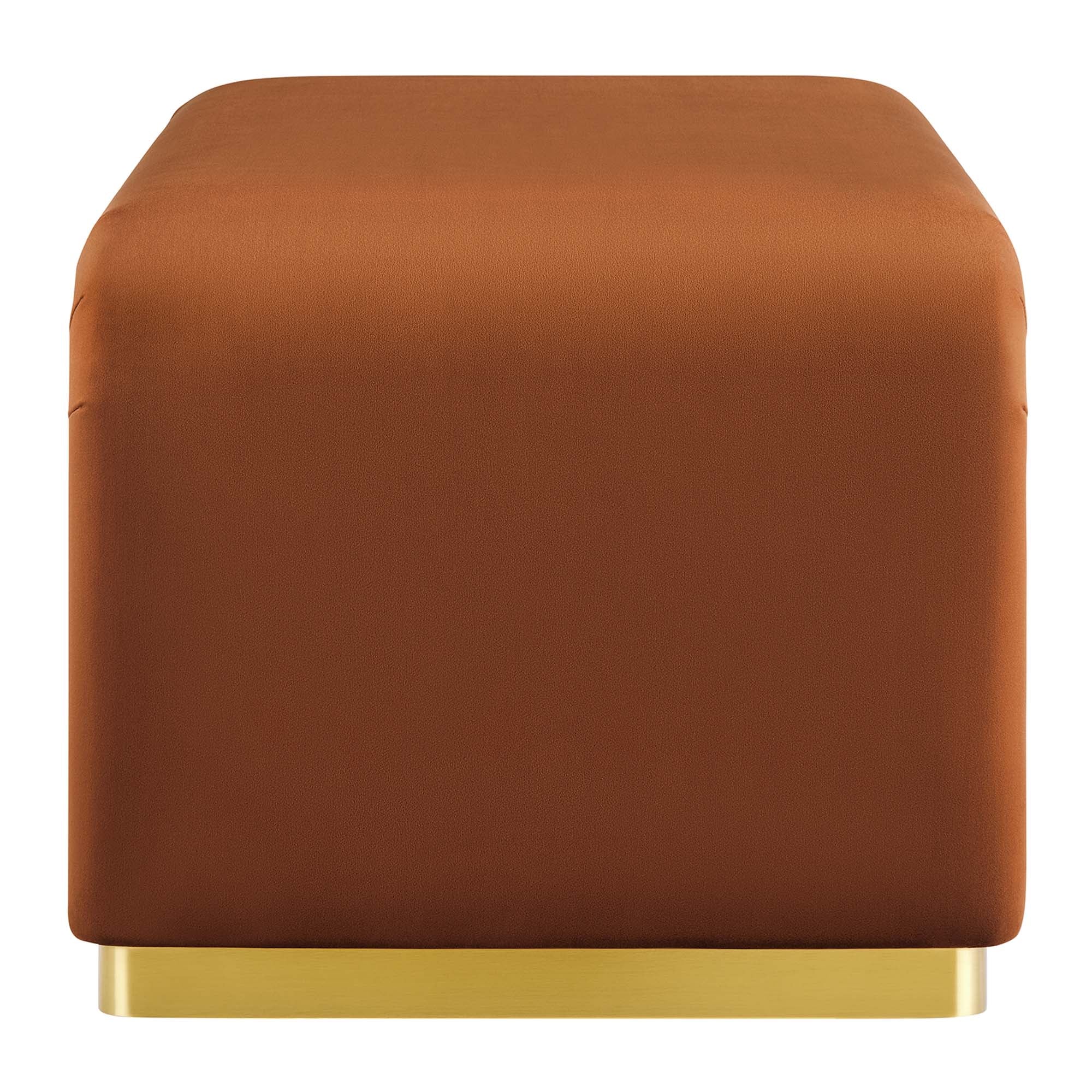 Koda Performance Velvet Waterfall Ottoman, Brass Rust