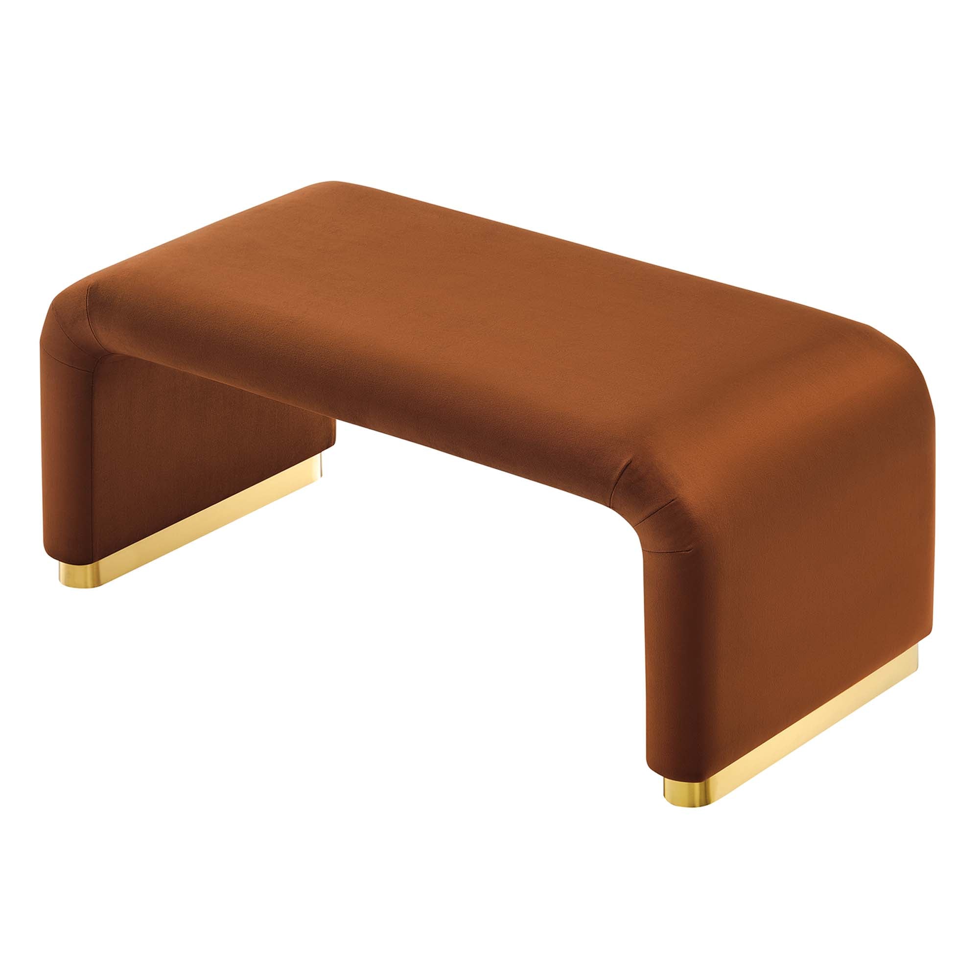 Koda Performance Velvet Waterfall Ottoman, Brass Rust