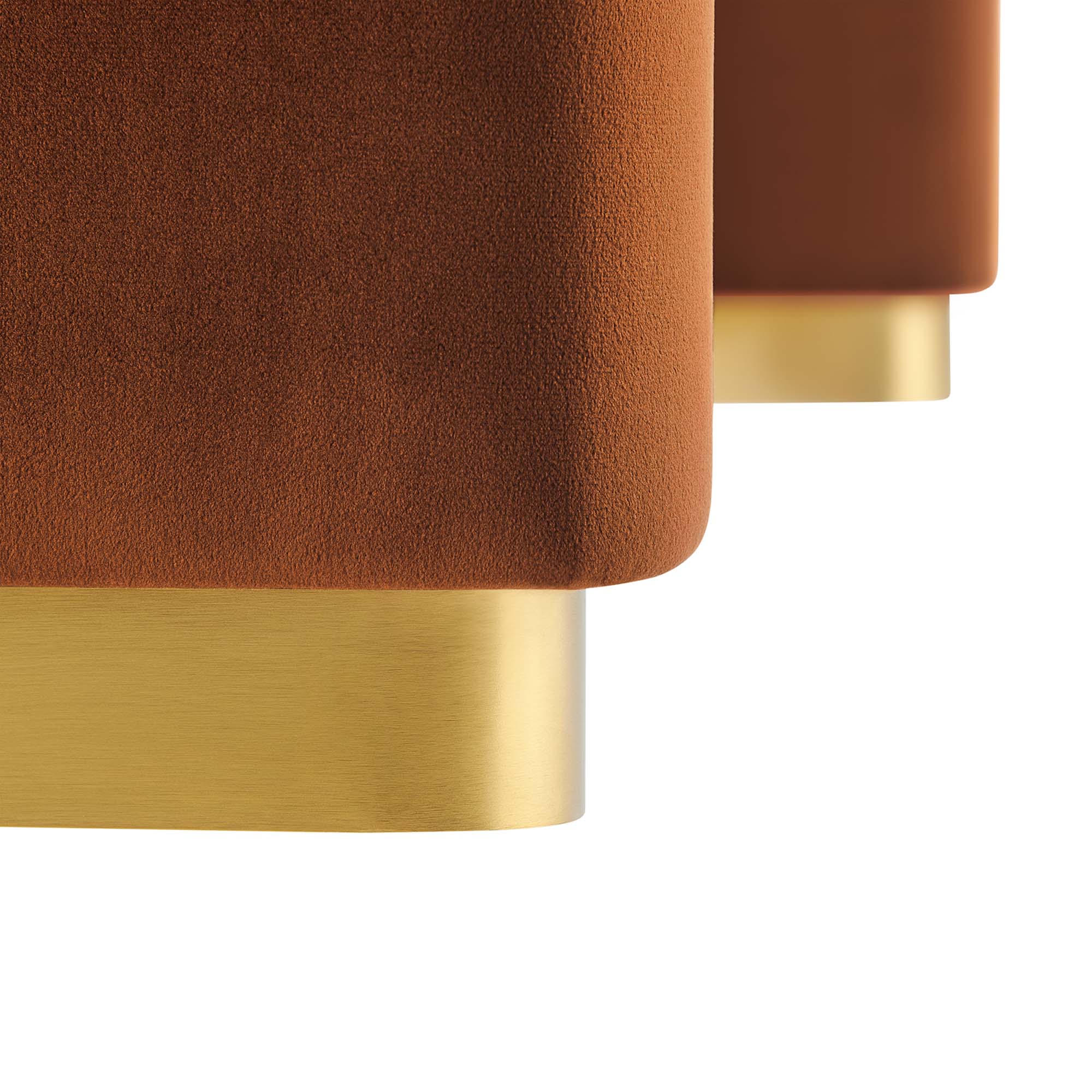 Koda Performance Velvet Waterfall Ottoman, Brass Rust