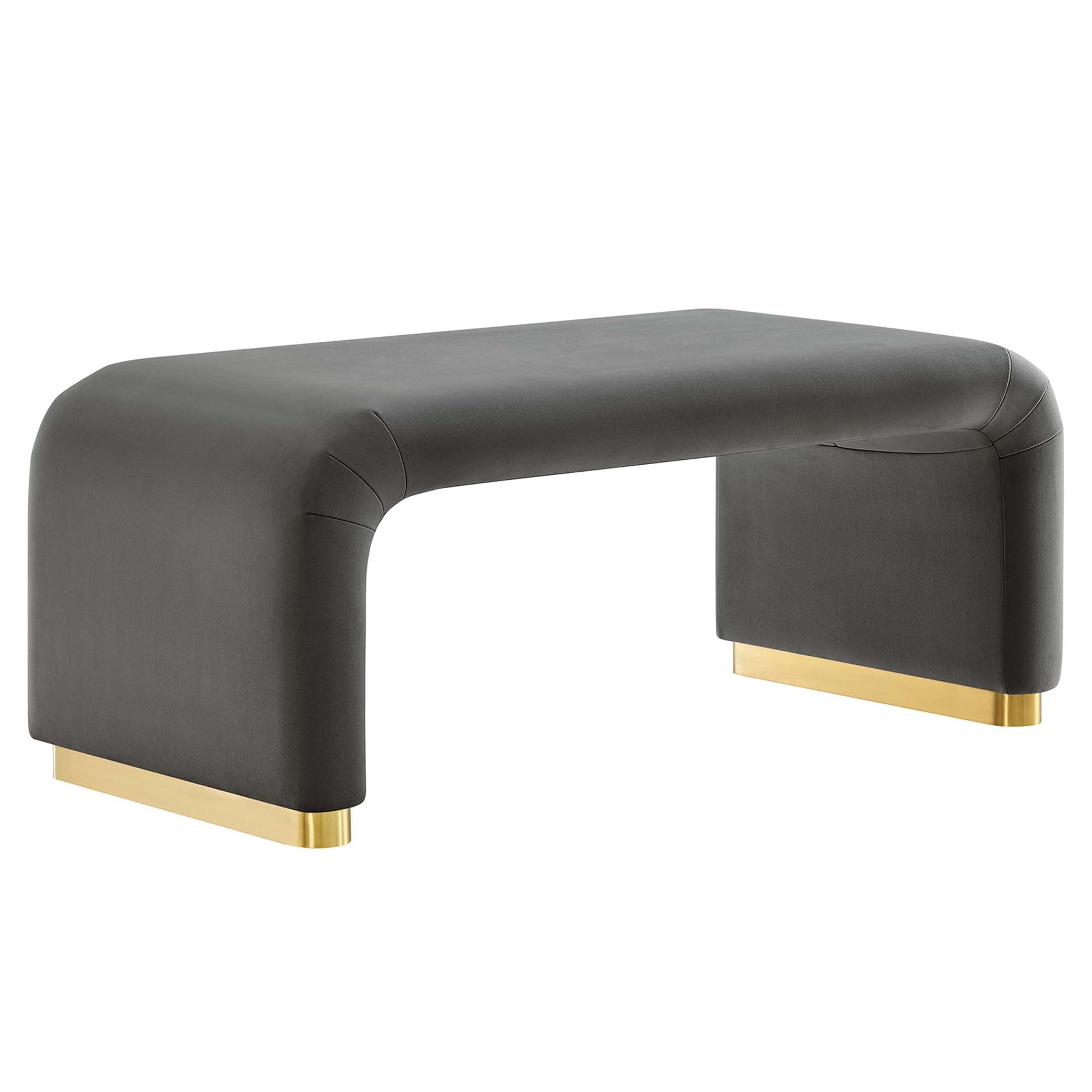 Koda Performance Velvet Waterfall Ottoman, Brass Storm Gray