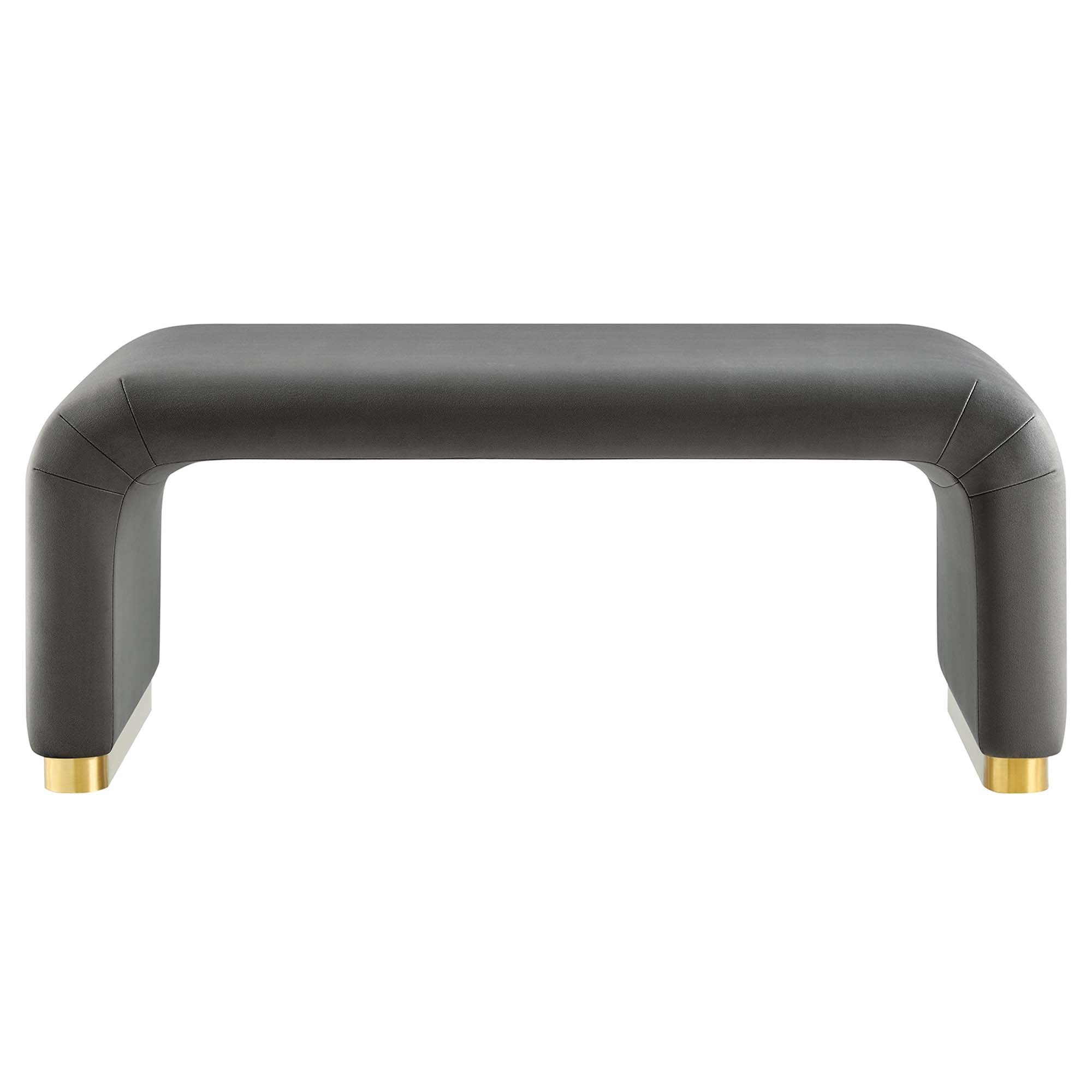 Koda Performance Velvet Waterfall Ottoman, Brass Storm Gray