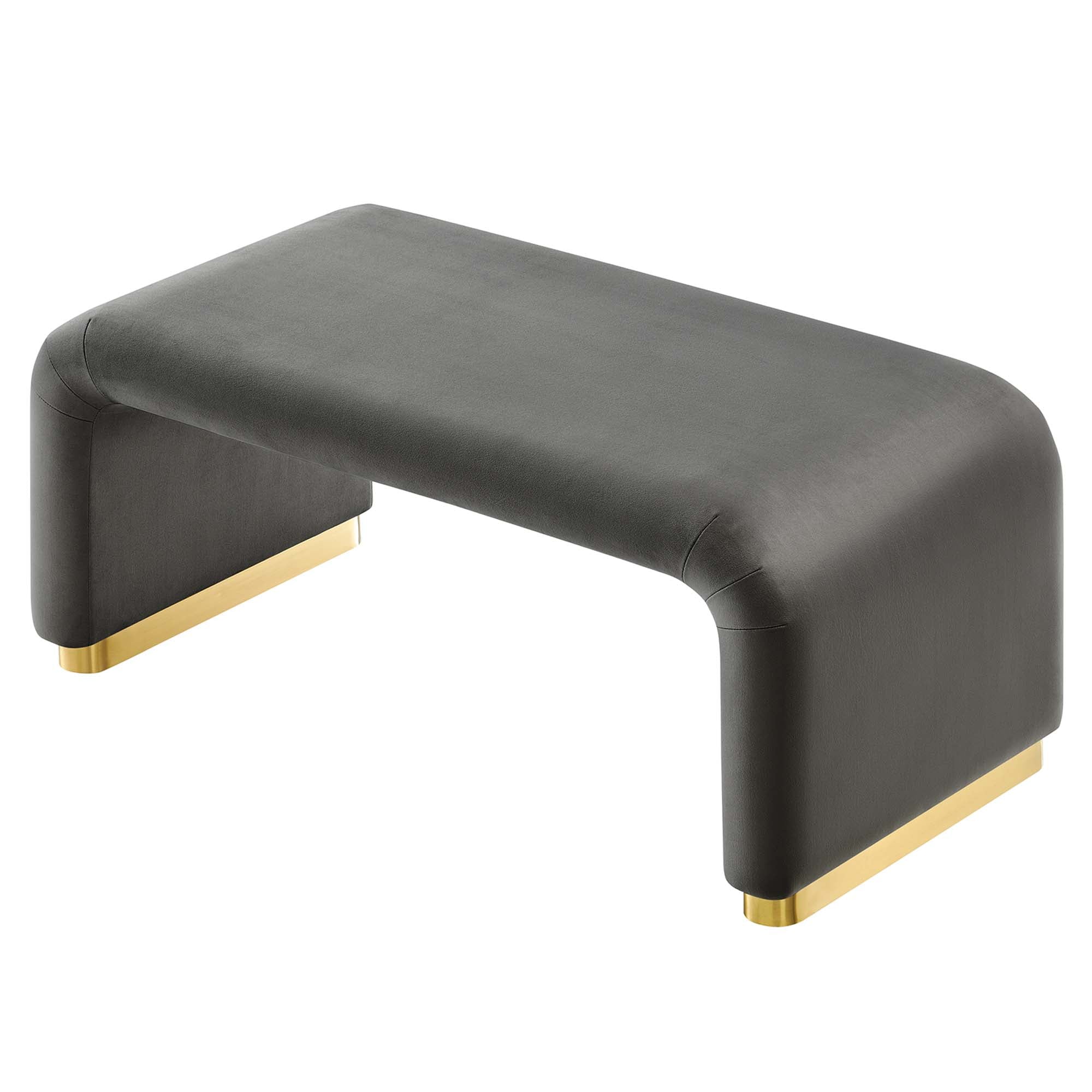 Koda Performance Velvet Waterfall Ottoman, Brass Storm Gray