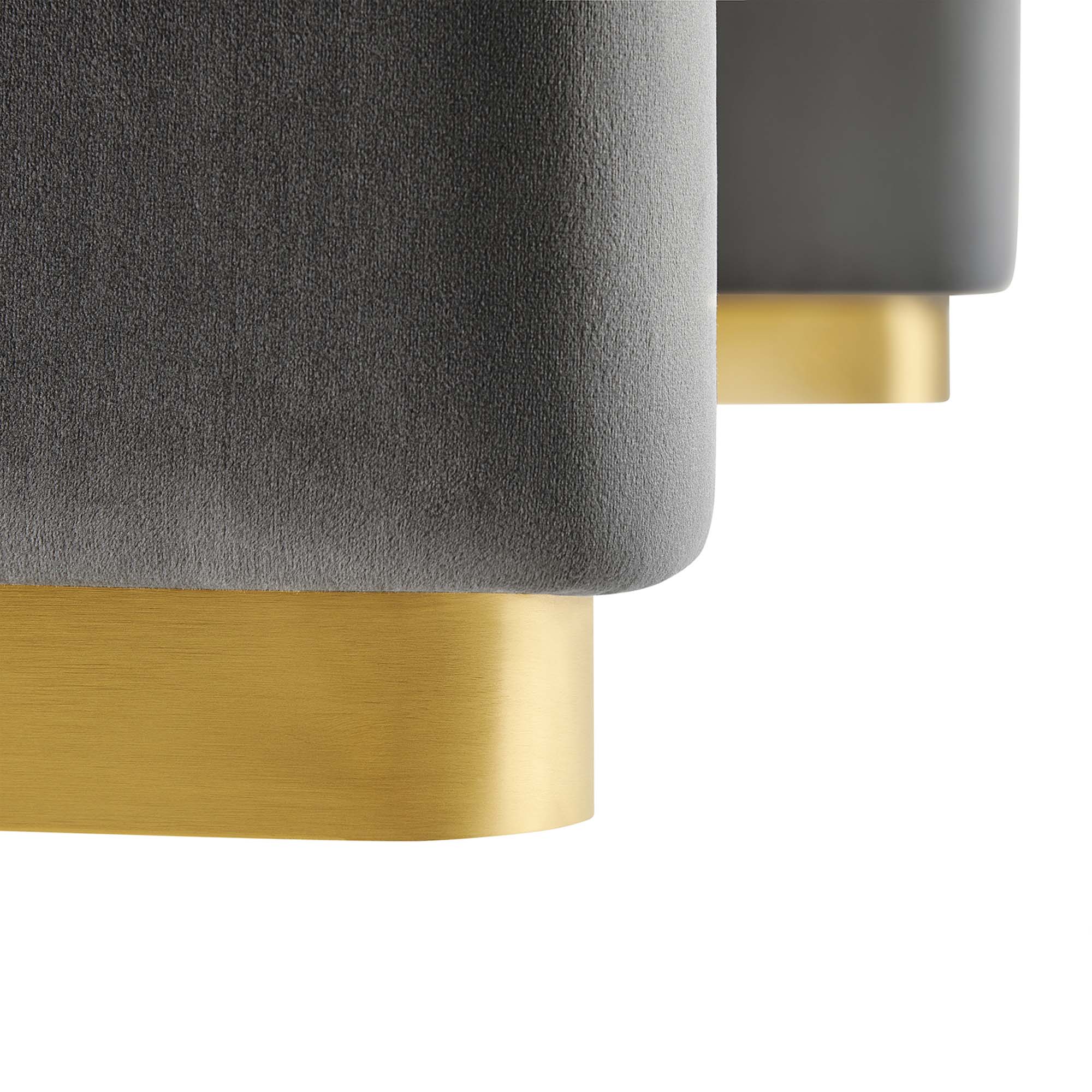 Koda Performance Velvet Waterfall Ottoman, Brass Storm Gray