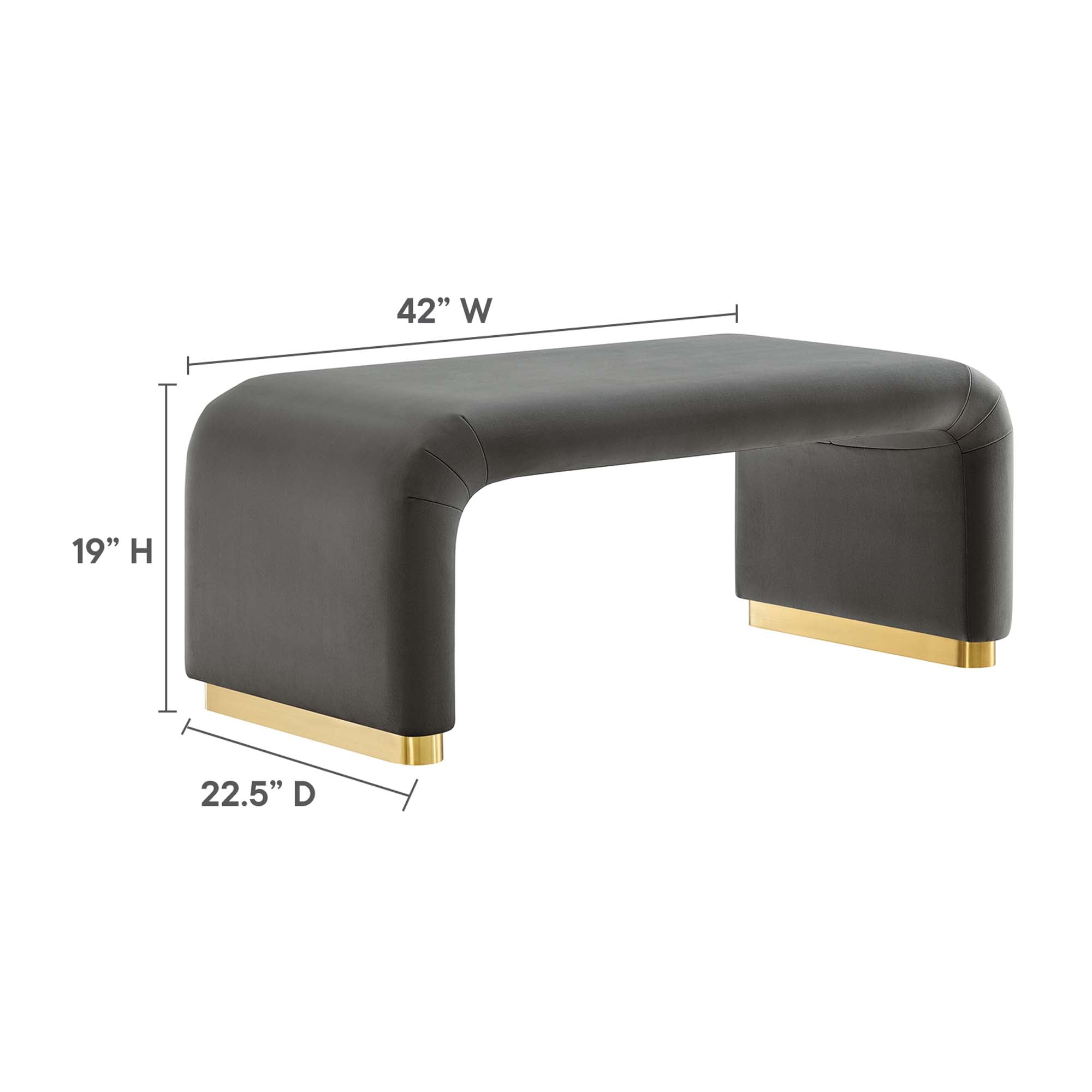 Koda Performance Velvet Waterfall Ottoman, Brass Storm Gray