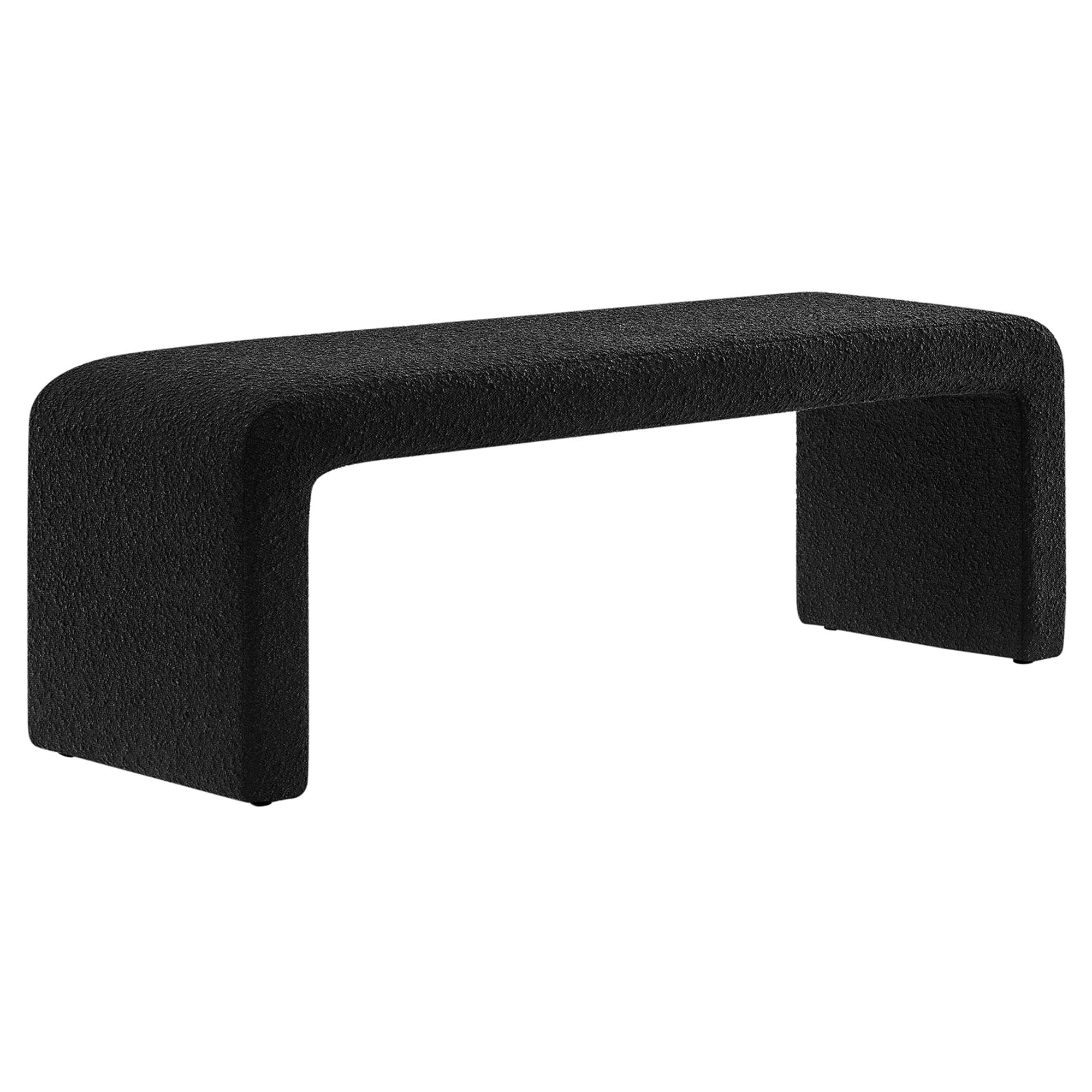 Simba Boucle Fabric Waterfall Long Bench, Black