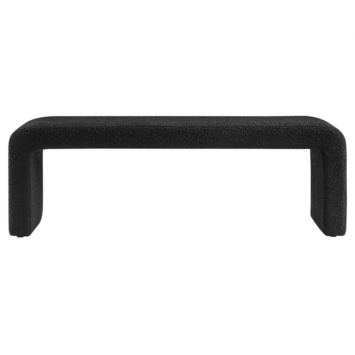 Simba Boucle Fabric Waterfall Long Bench, Black
