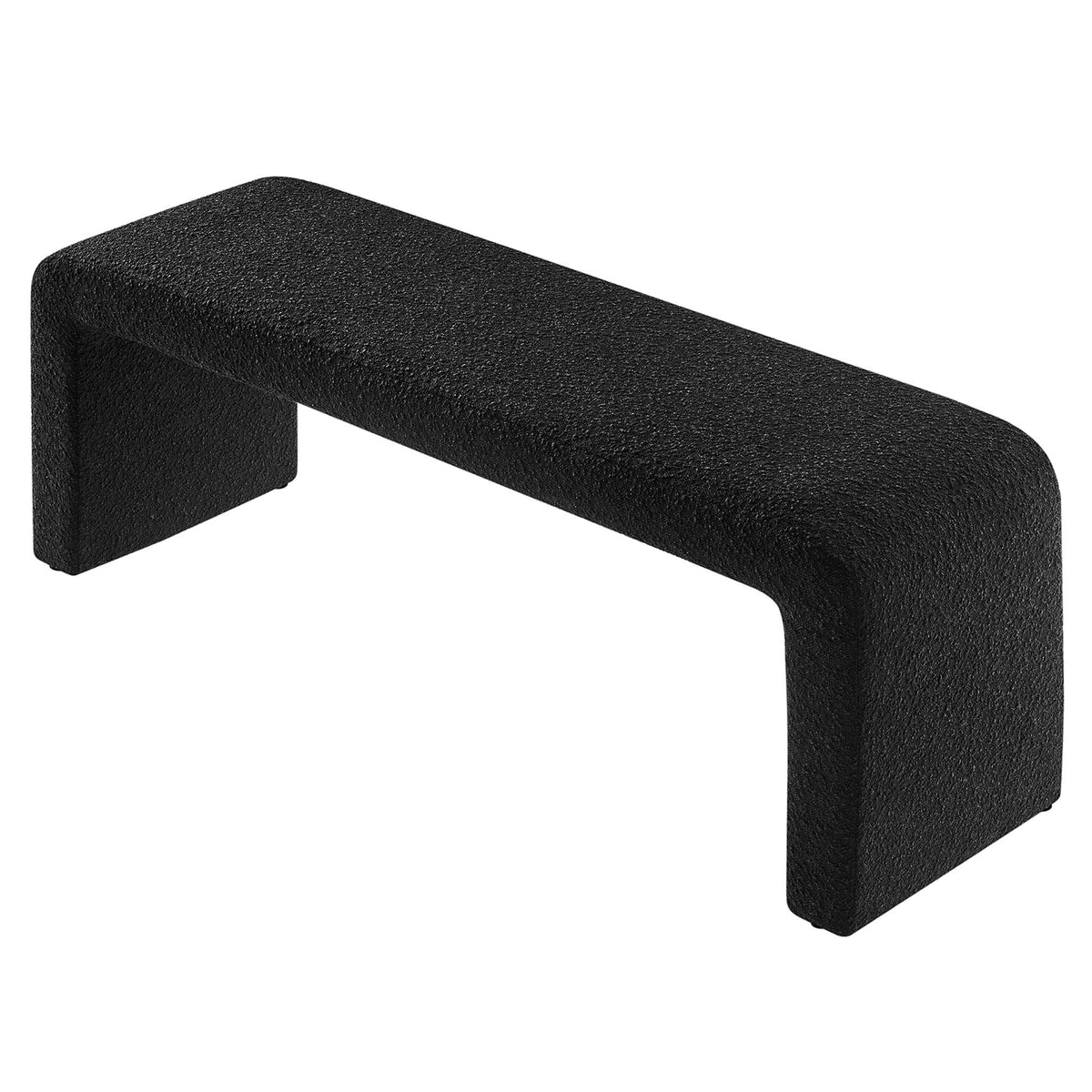Simba Boucle Fabric Waterfall Long Bench, Black