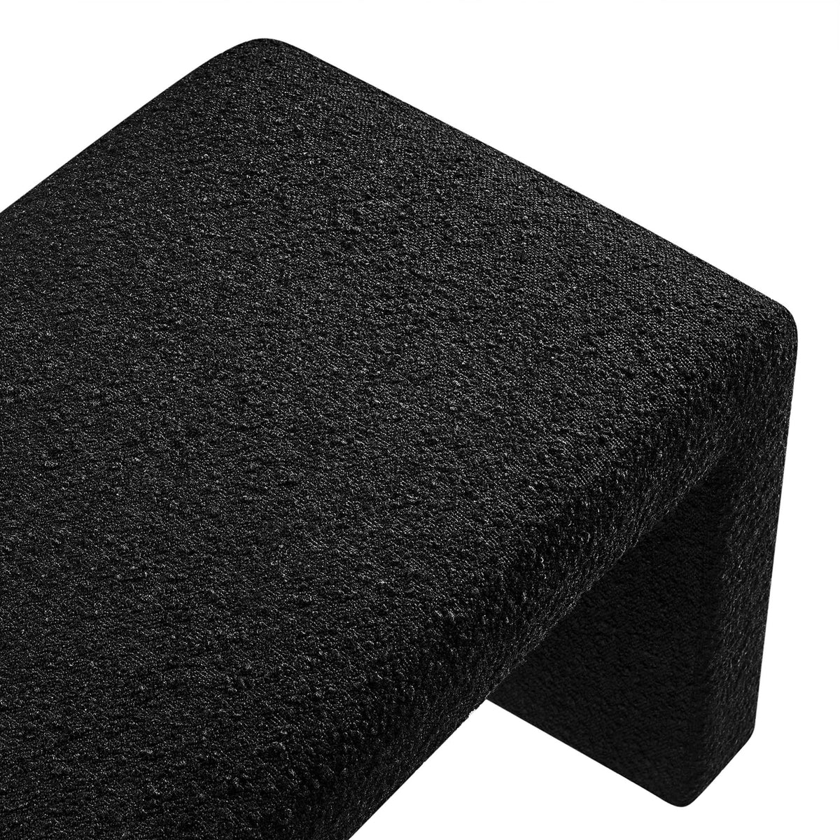 Simba Boucle Fabric Waterfall Long Bench, Black
