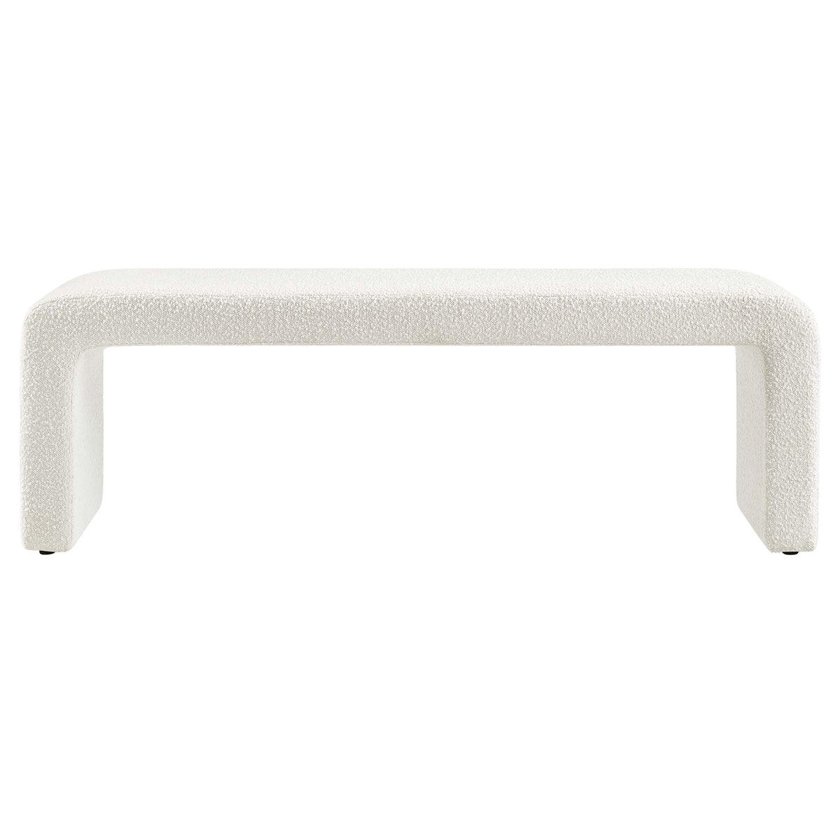 Simba Boucle Fabric Waterfall Long Bench, Ivory