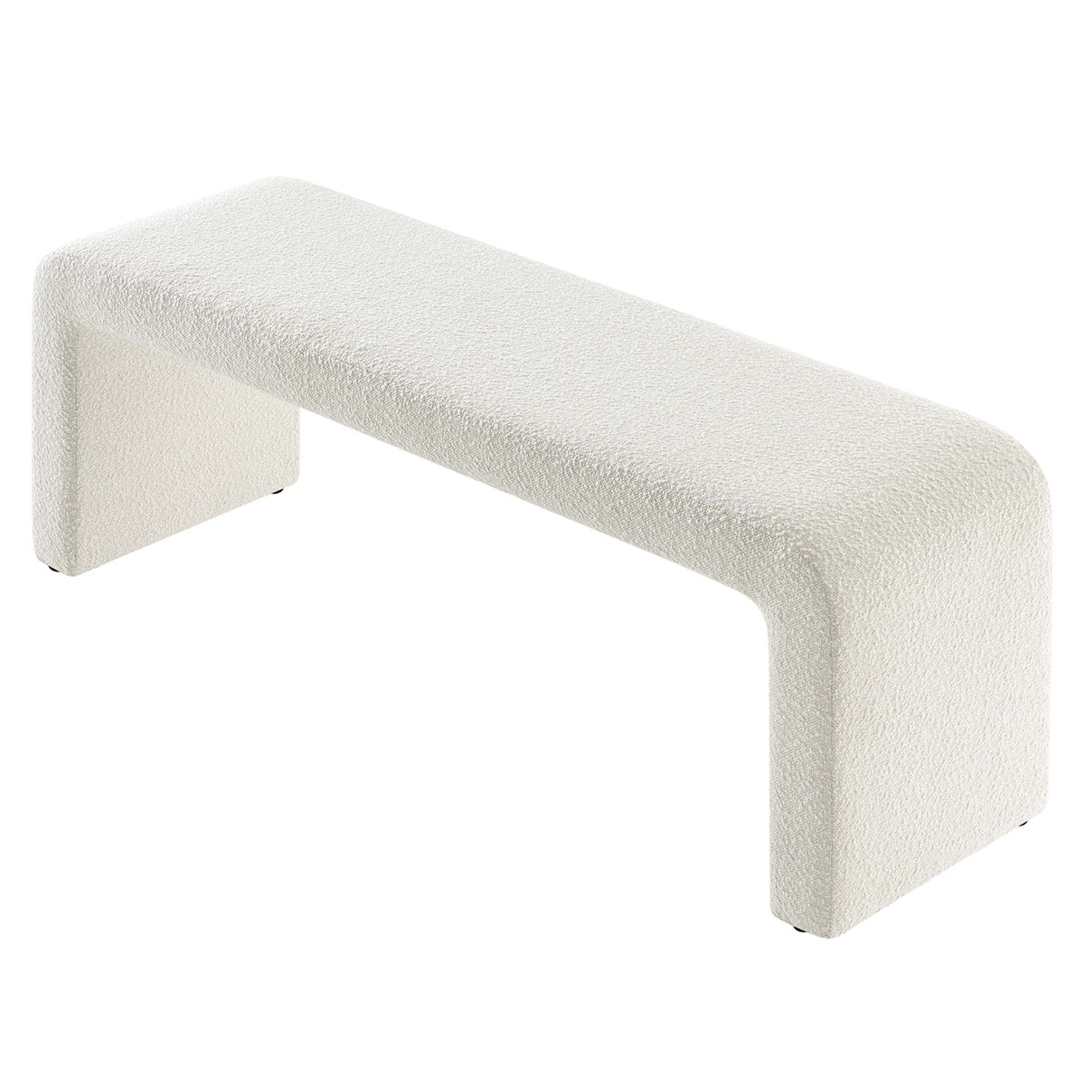 Simba Boucle Fabric Waterfall Long Bench, Ivory