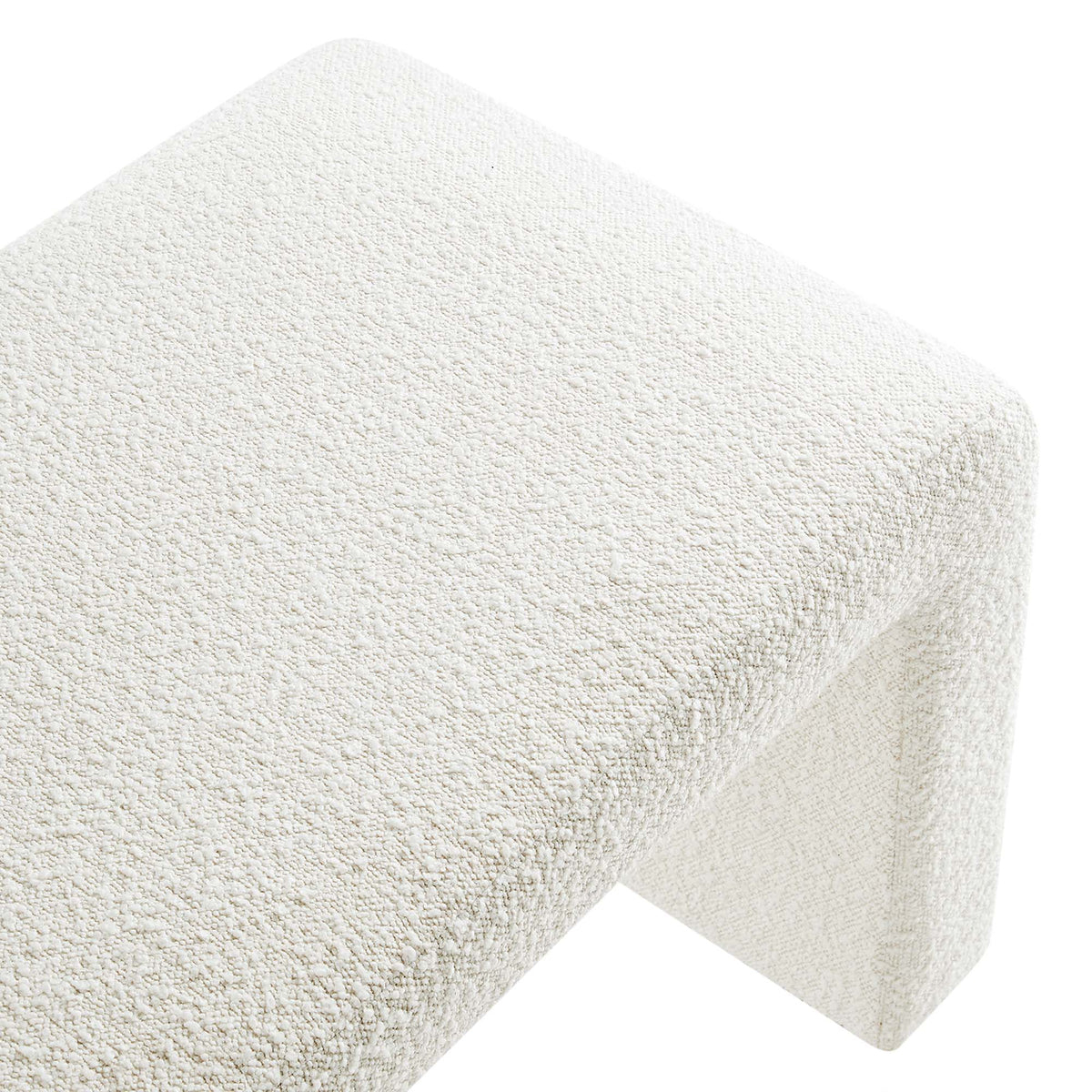 Simba Boucle Fabric Waterfall Long Bench, Ivory