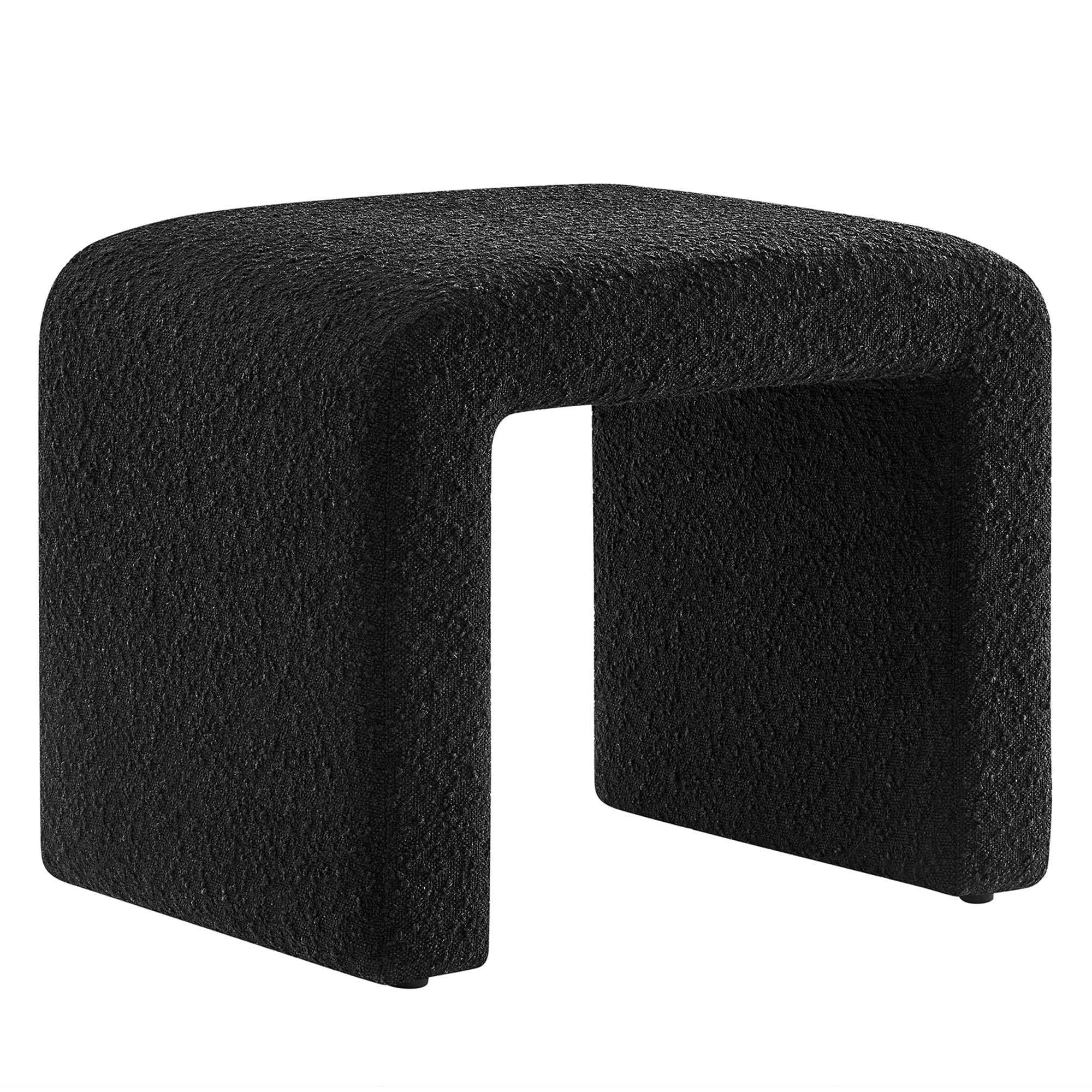 Simba Boucle Fabric Waterfall Stool, Black