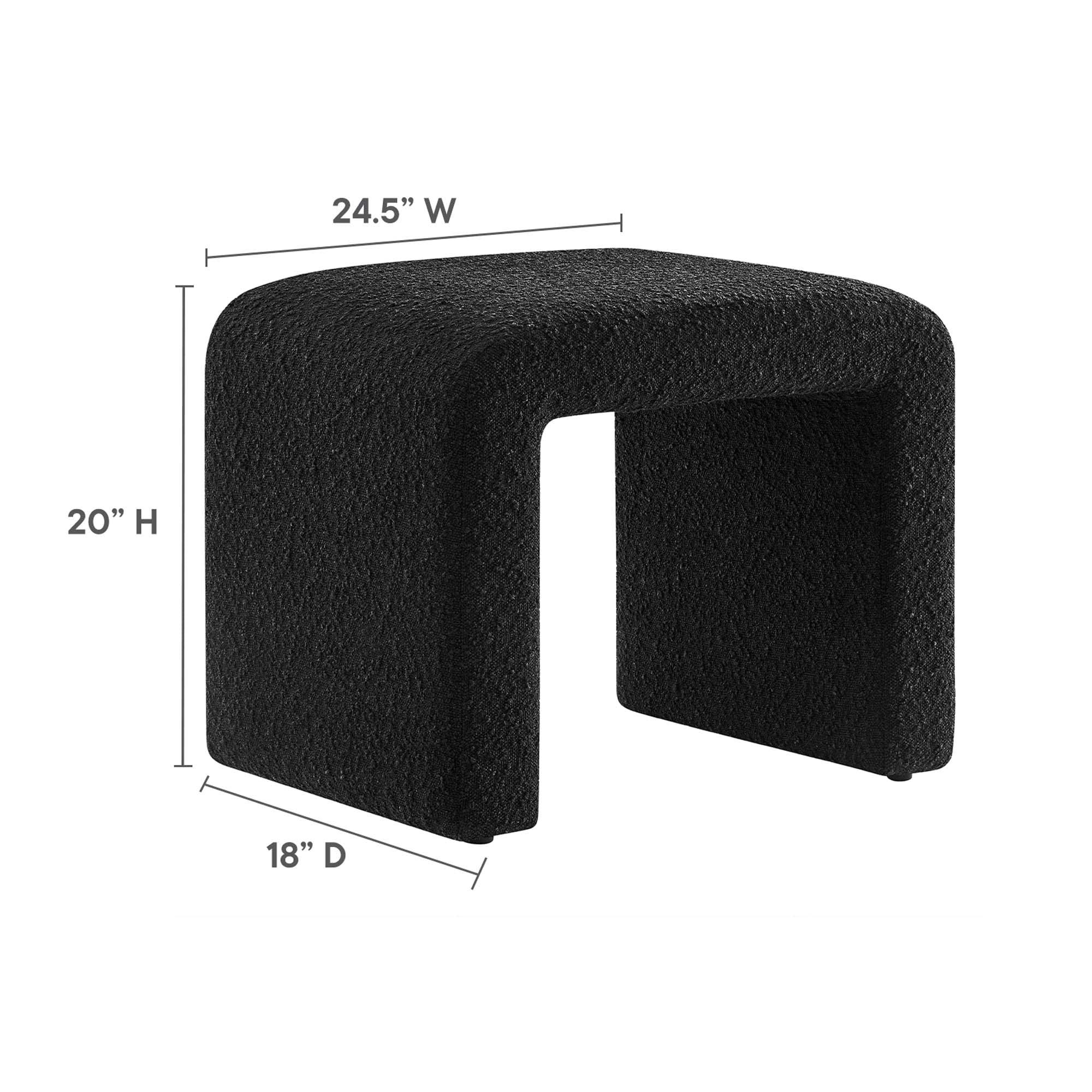 Simba Boucle Fabric Waterfall Stool, Black