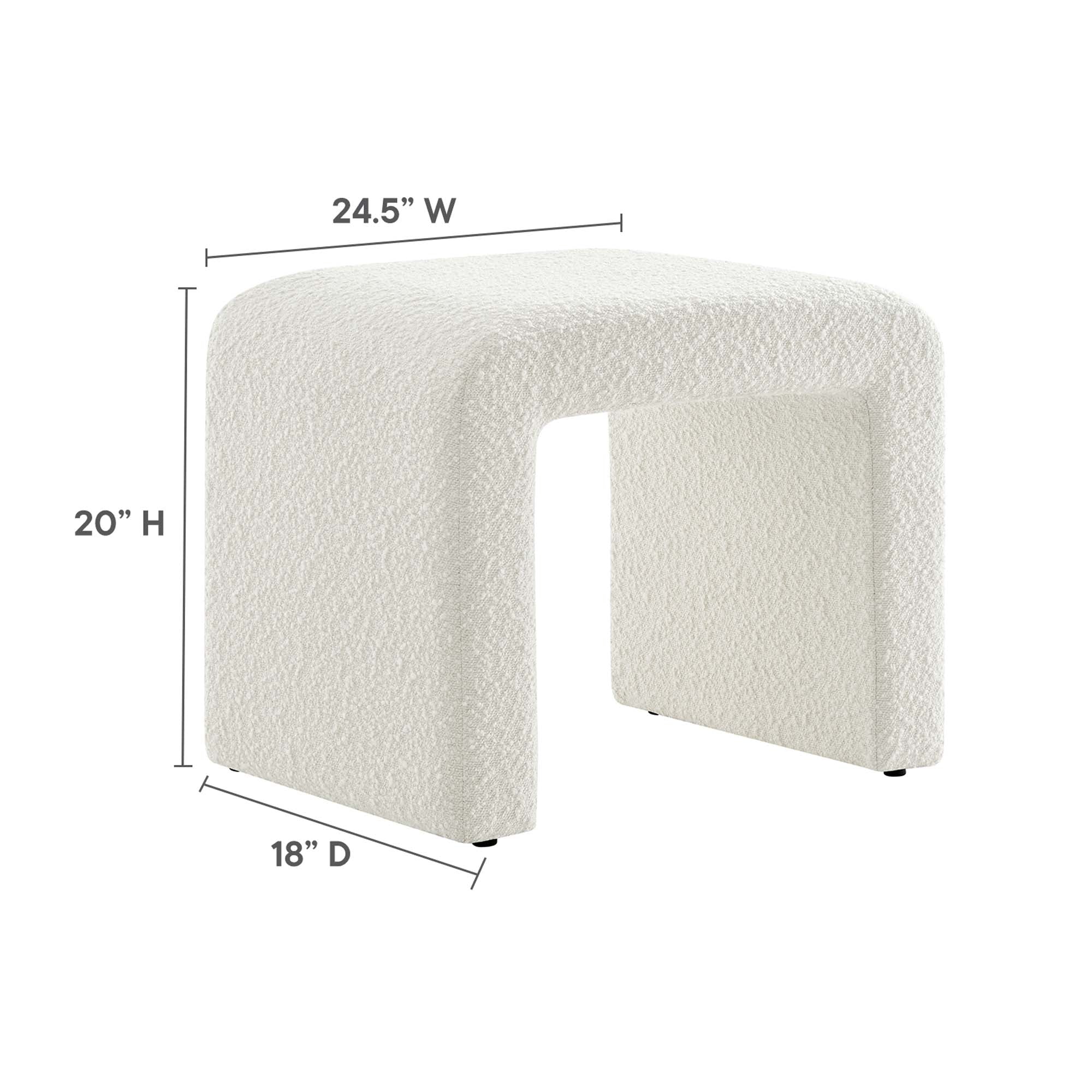 Simba Boucle Fabric Waterfall Stool, Ivory