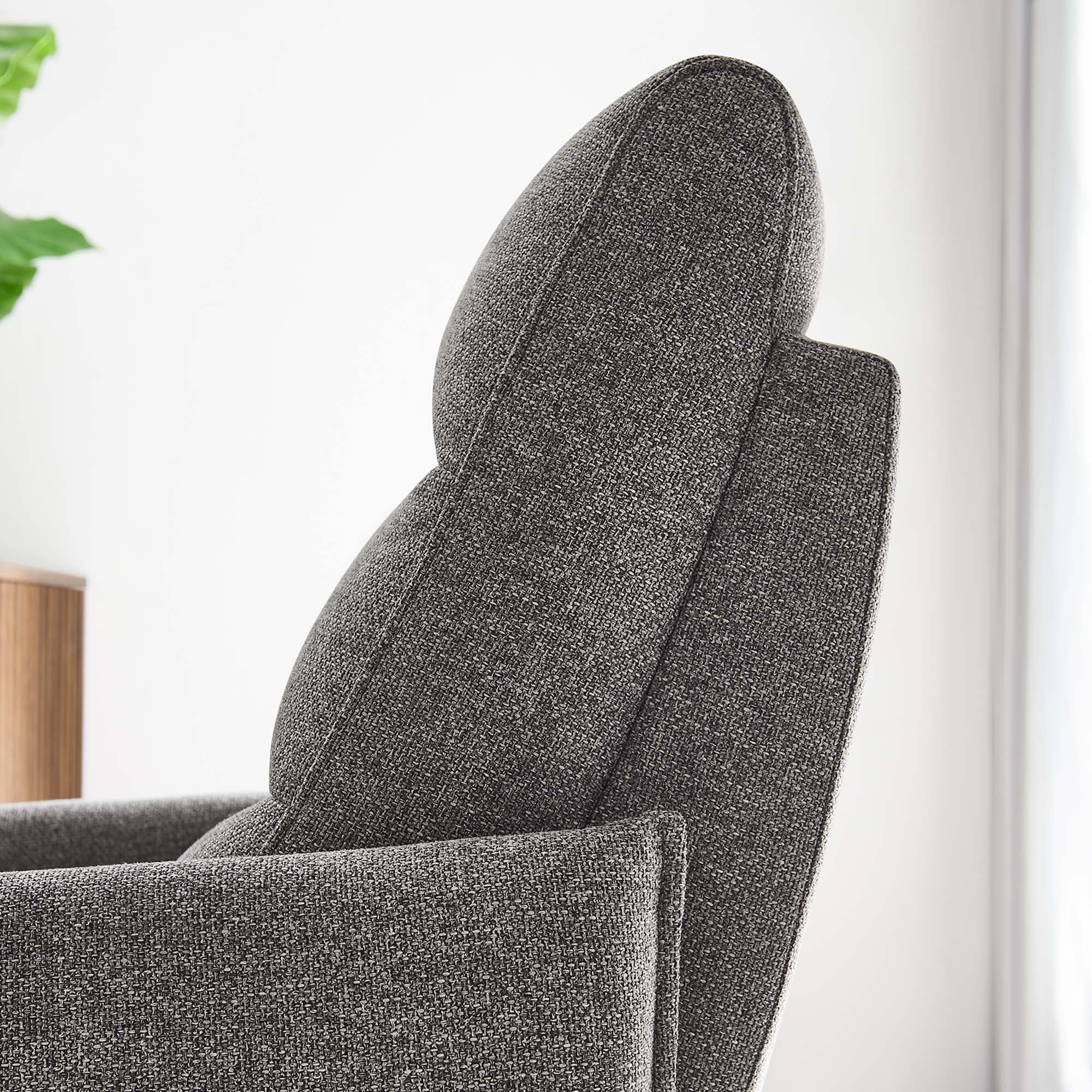 Etta Upholstered Fabric Lounge Chair, Light Gray