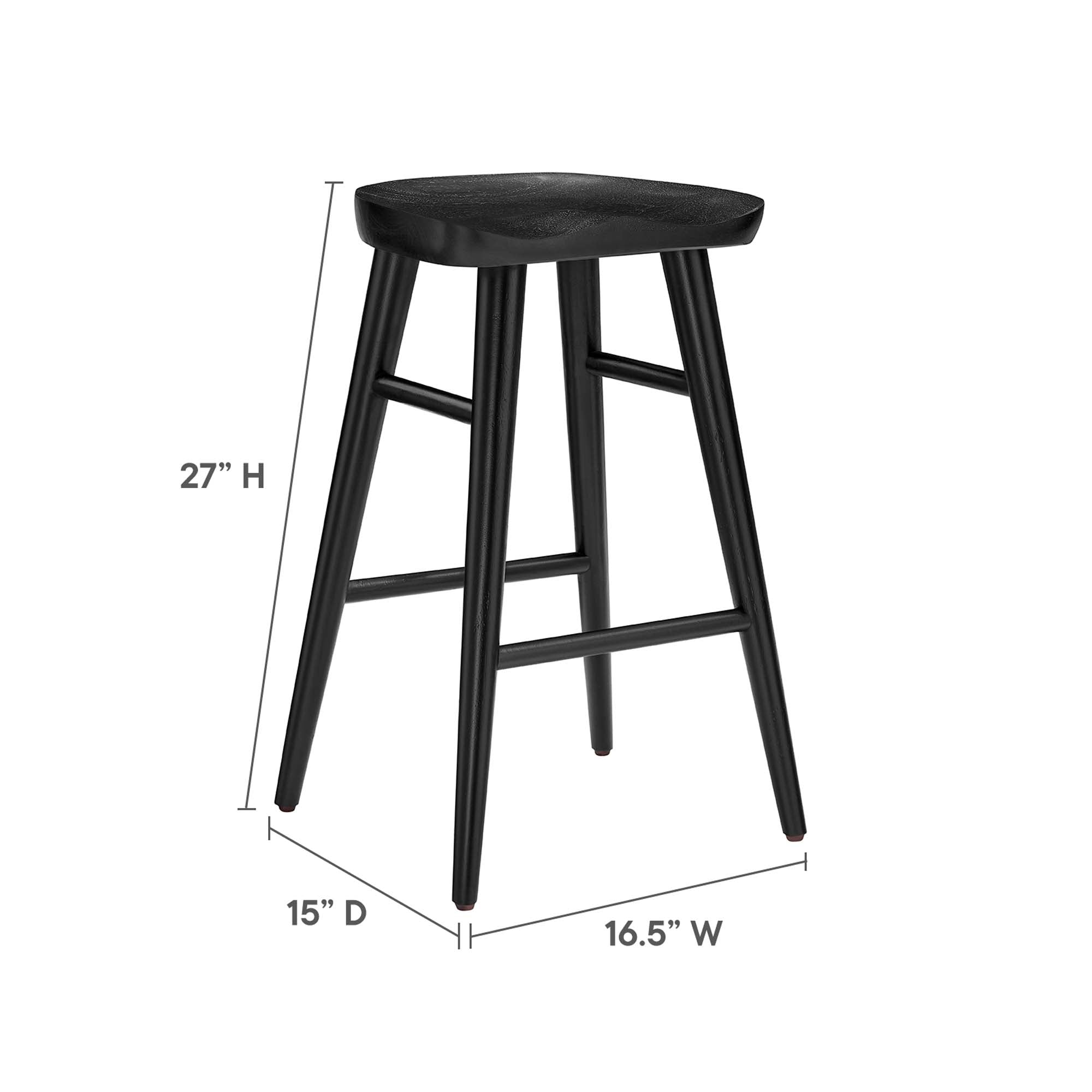 Saville Backless Wood Counter Stools Set of 2, Black