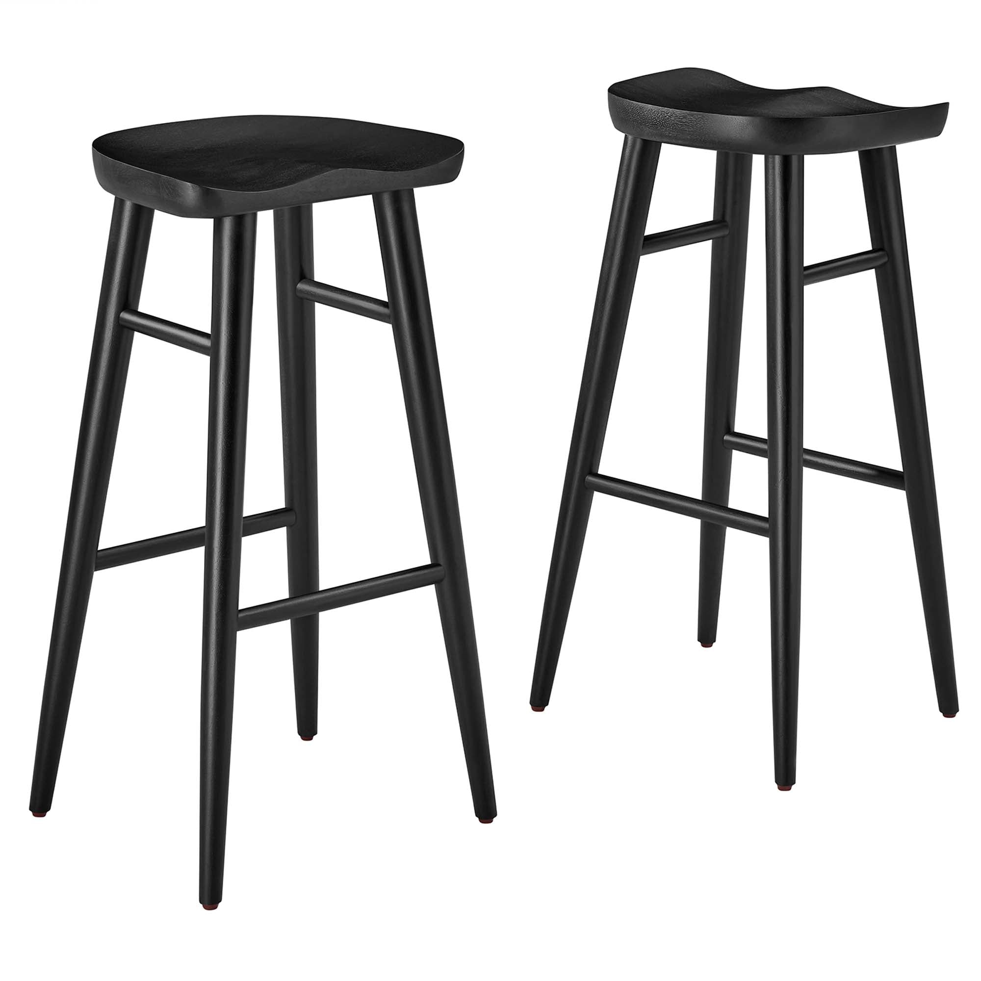 Saville Backless Wood Bar Stools Set of 2, Black